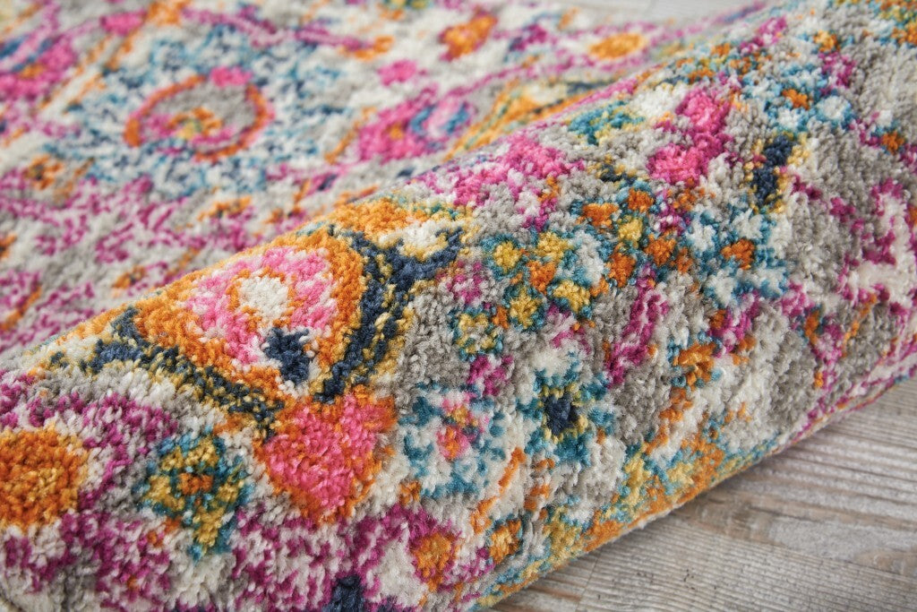 2' X 3' Gray And Pink Distressed Scatter Rug