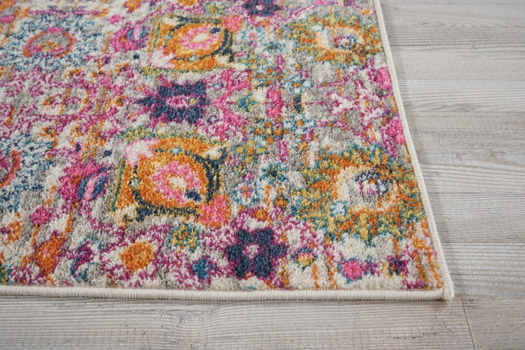 2' X 3' Gray And Pink Distressed Scatter Rug