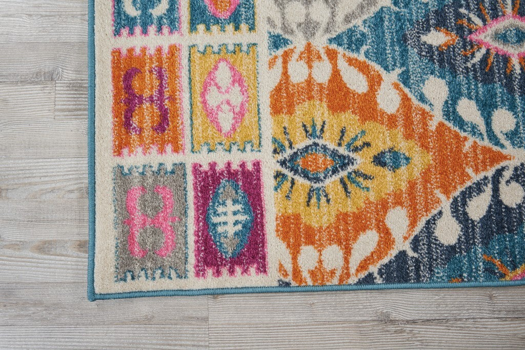 8' X 10' Multicolor Ogee Pattern Area Rug