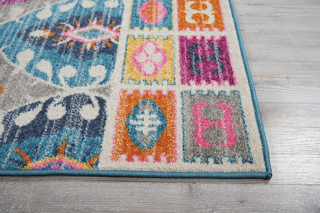 8' X 10' Multicolor Ogee Pattern Area Rug