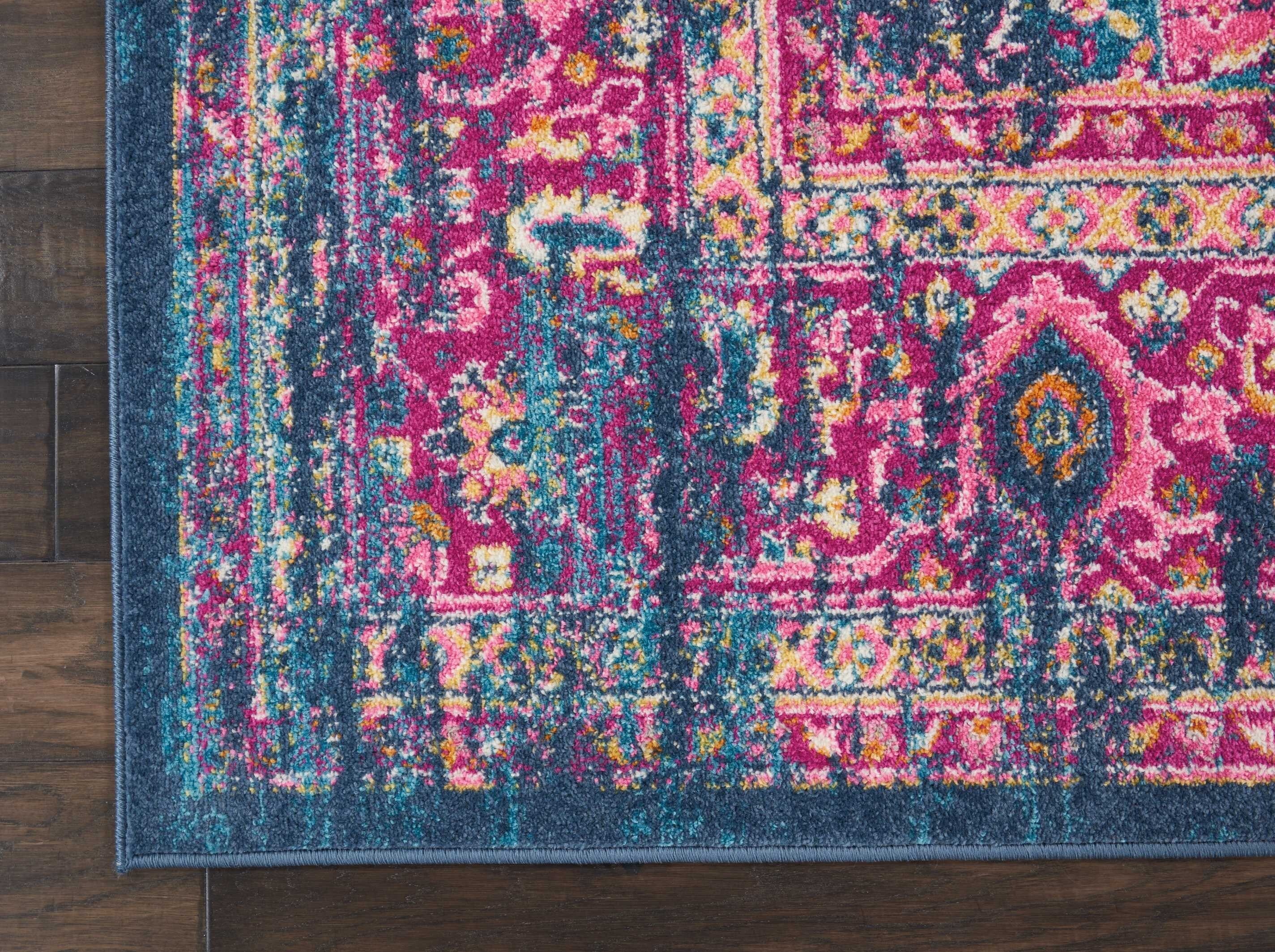 8' X 10' Blue And Pink Medallion Area Rug