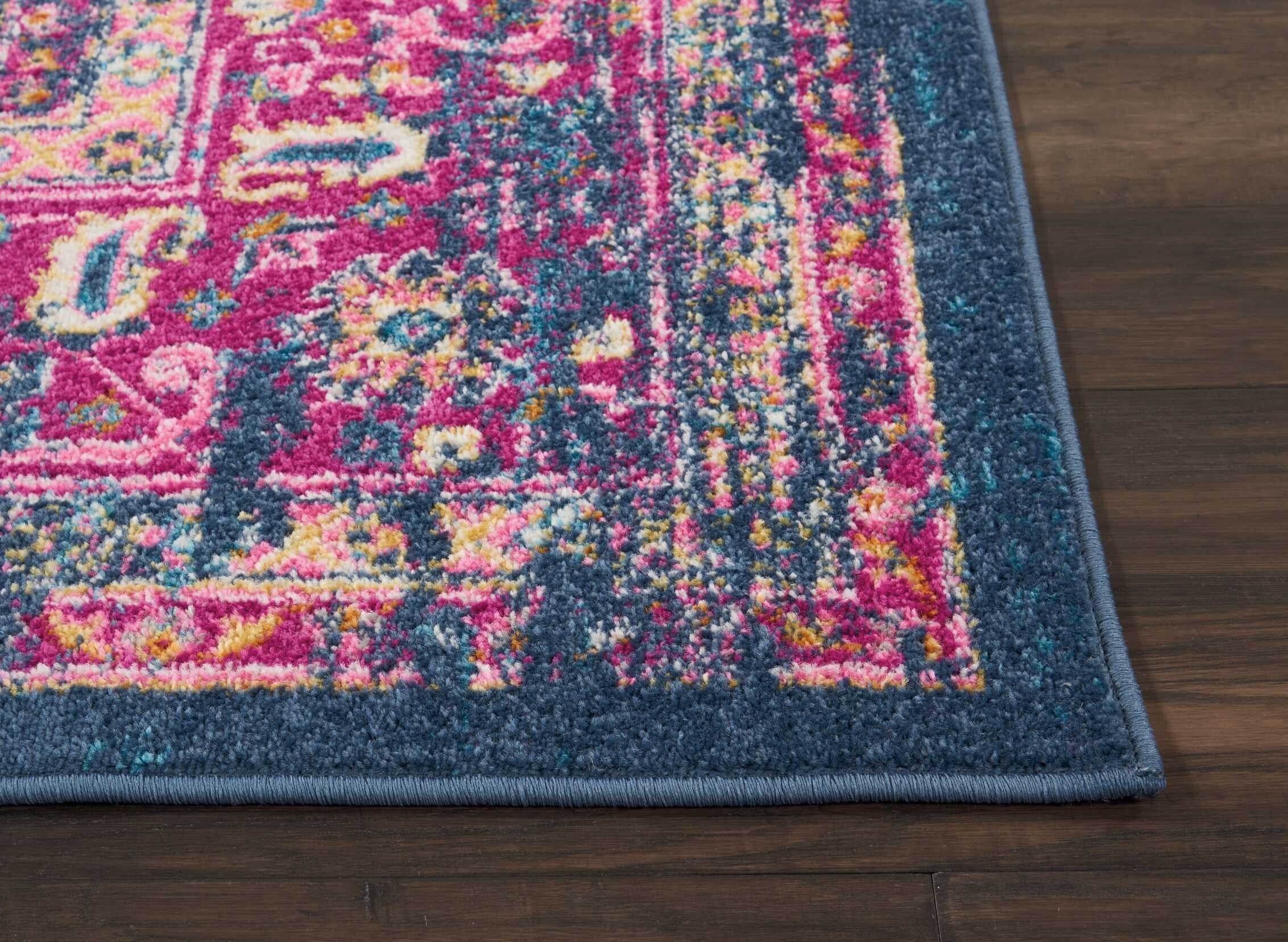 8' X 10' Blue And Pink Medallion Area Rug