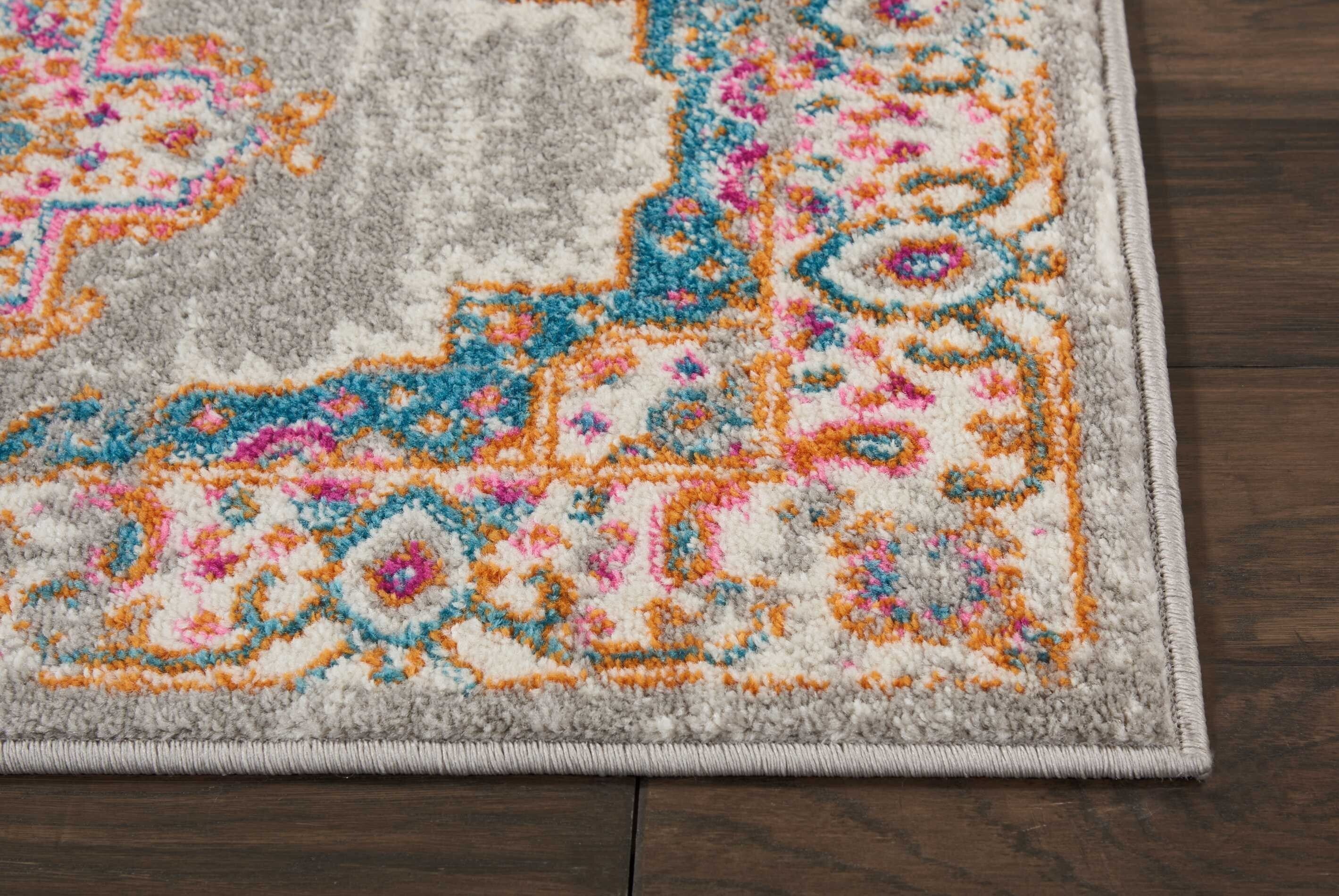 2' X 3' Gray And Gold Medallion Scatter Rug