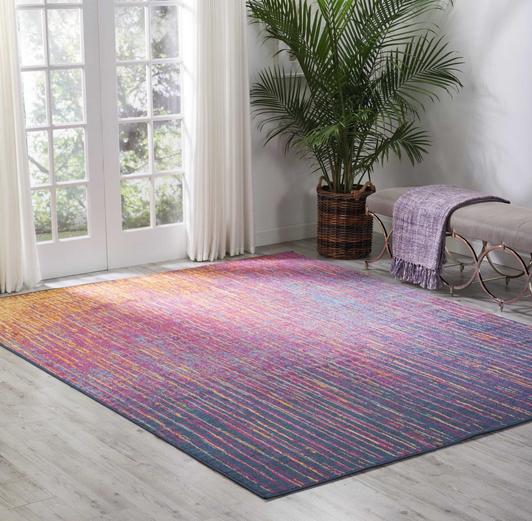 8' X 10' Rainbow Abstract Striations Area Rug