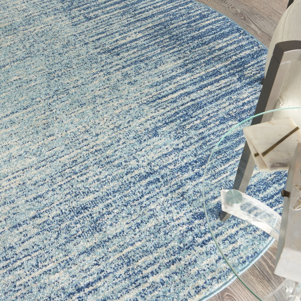 4' Round Navy And Light Blue Abstract Area Rug