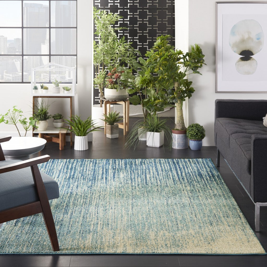 5' X 7' Navy And Light Blue Abstract Area Rug