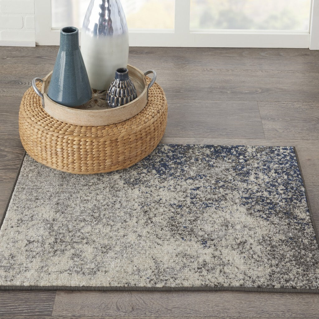 2' X 3' Charcoal And Ivory Abstract Scatter Rug