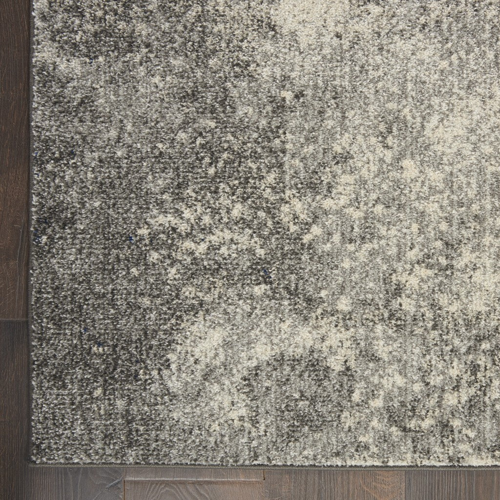 2' X 6' Charcoal And Ivory Abstract Runner Rug
