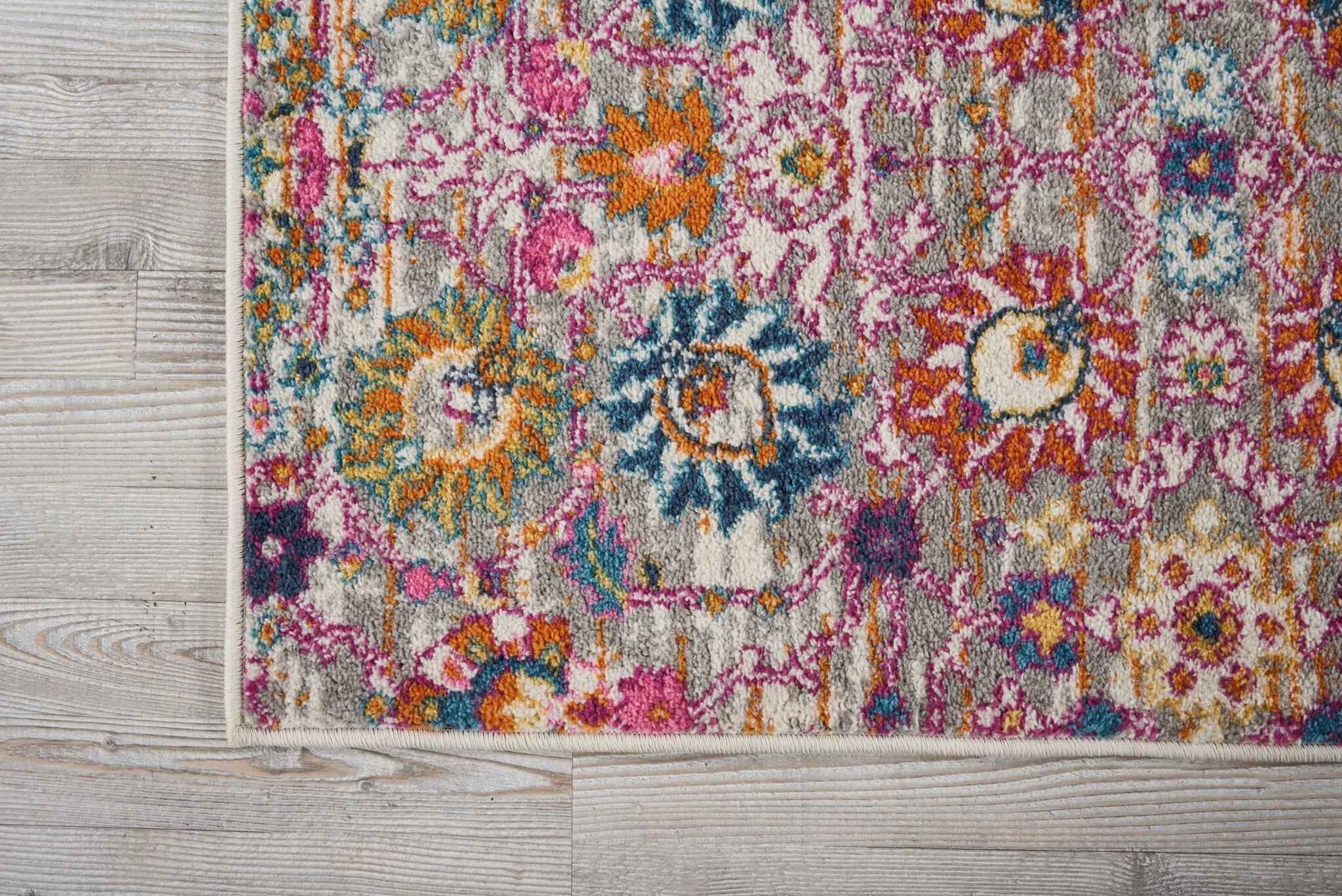 2' X 8' Gray And Pink Distressed Runner Rug