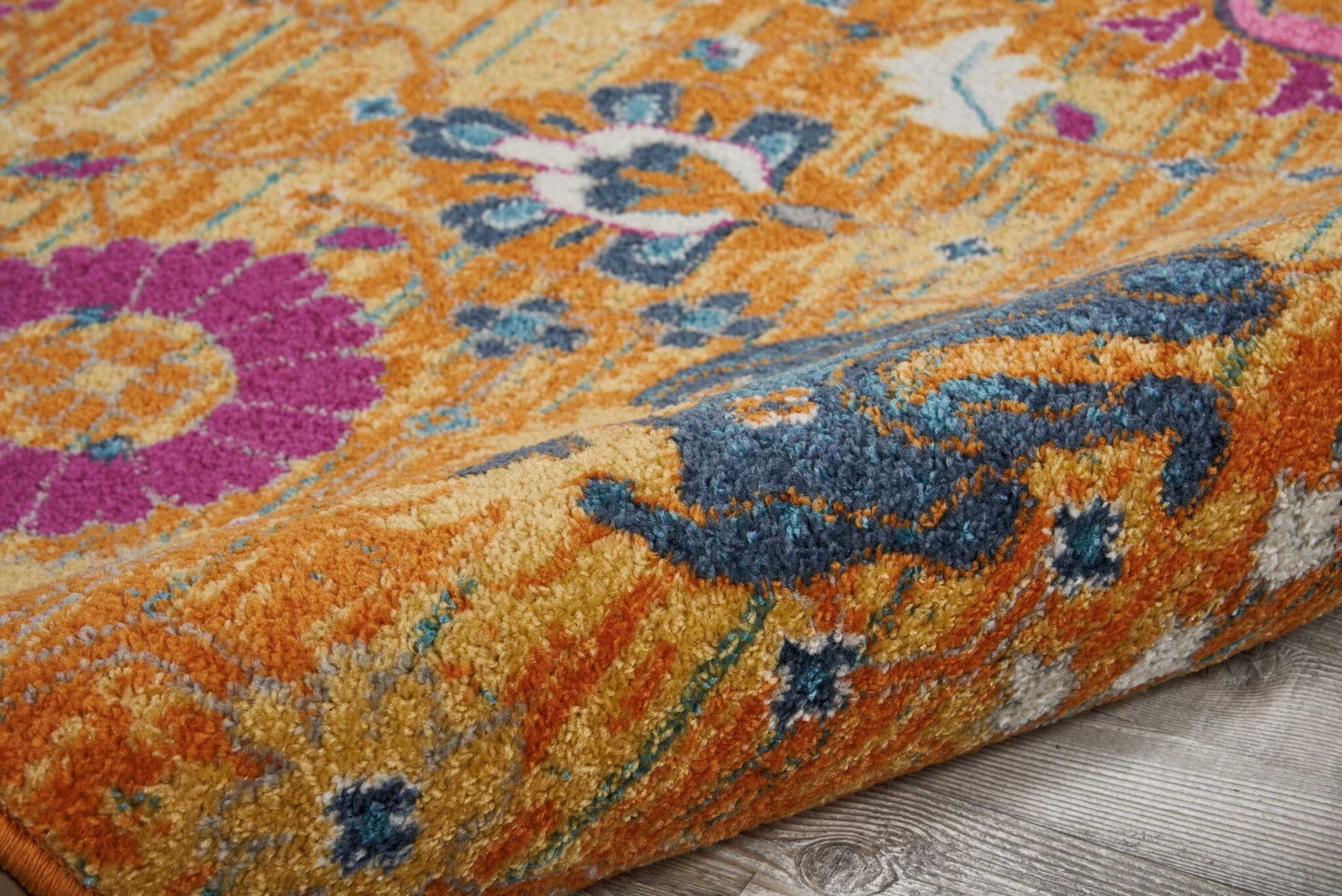 8' X 10' Sun Gold And Navy Distressed Area Rug