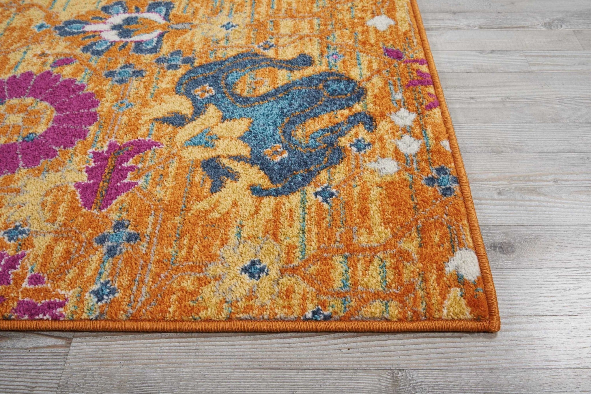 8' X 10' Sun Gold And Navy Distressed Area Rug