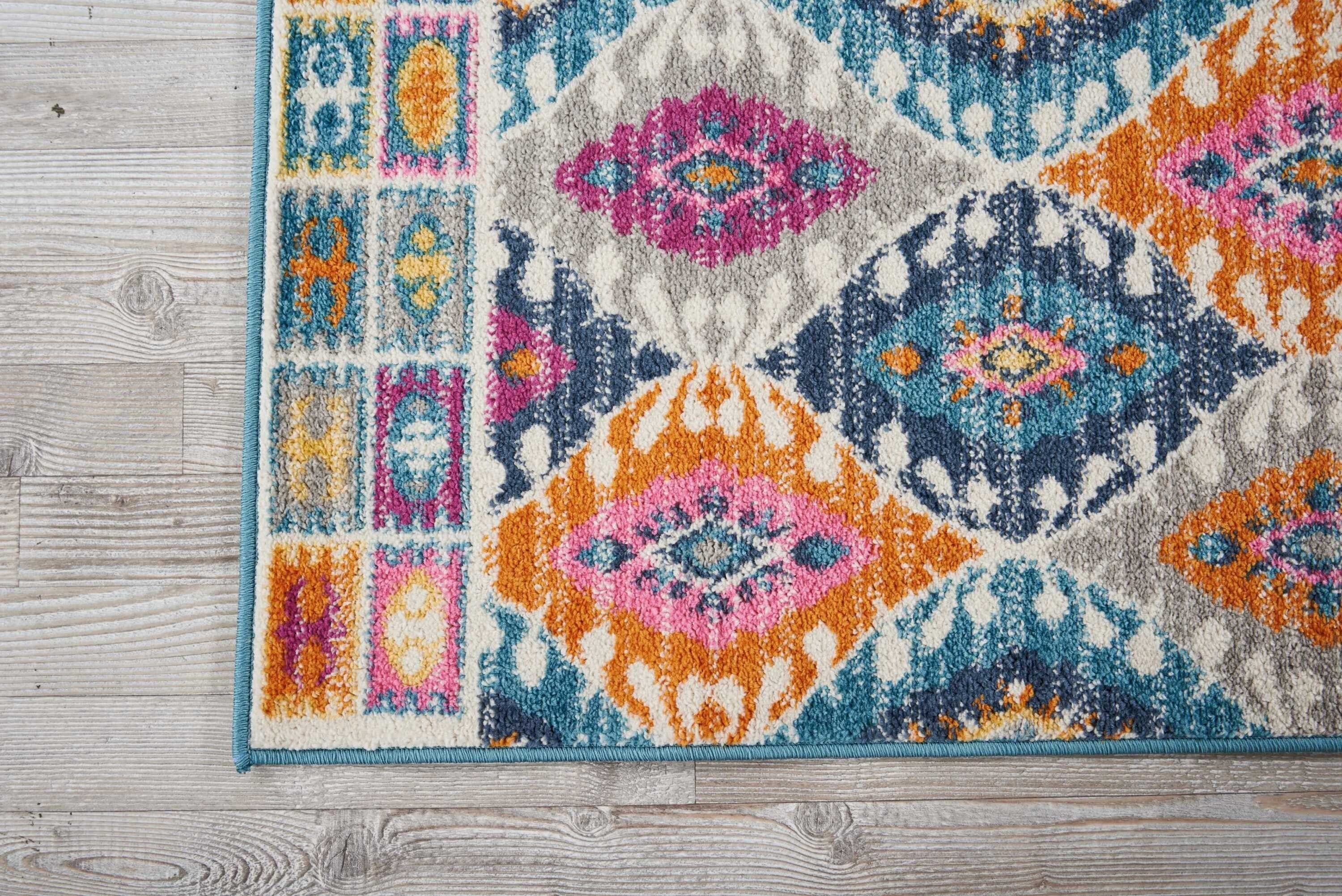 2' X 8' Multicolor Ogee Pattern Runner Rug