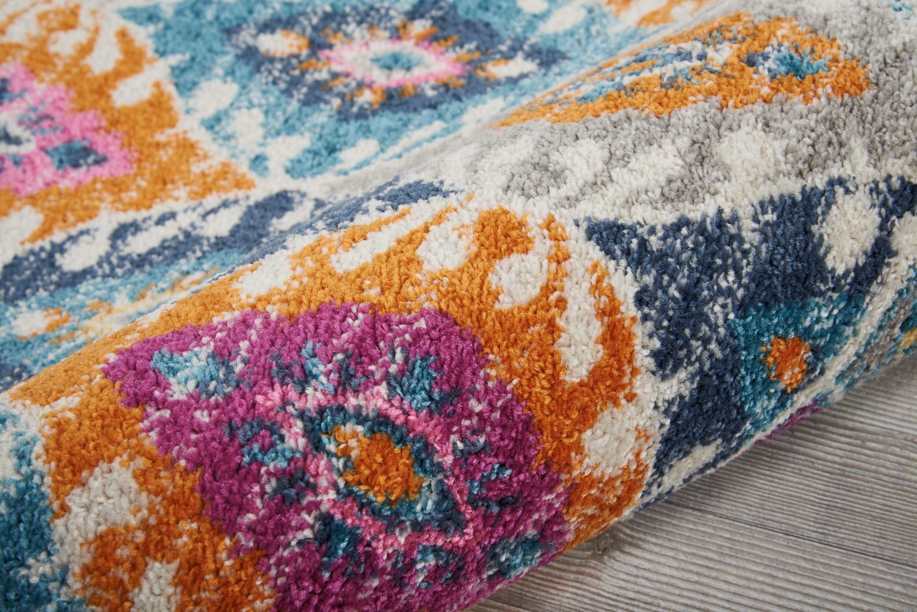 2' X 8' Multicolor Ogee Pattern Runner Rug