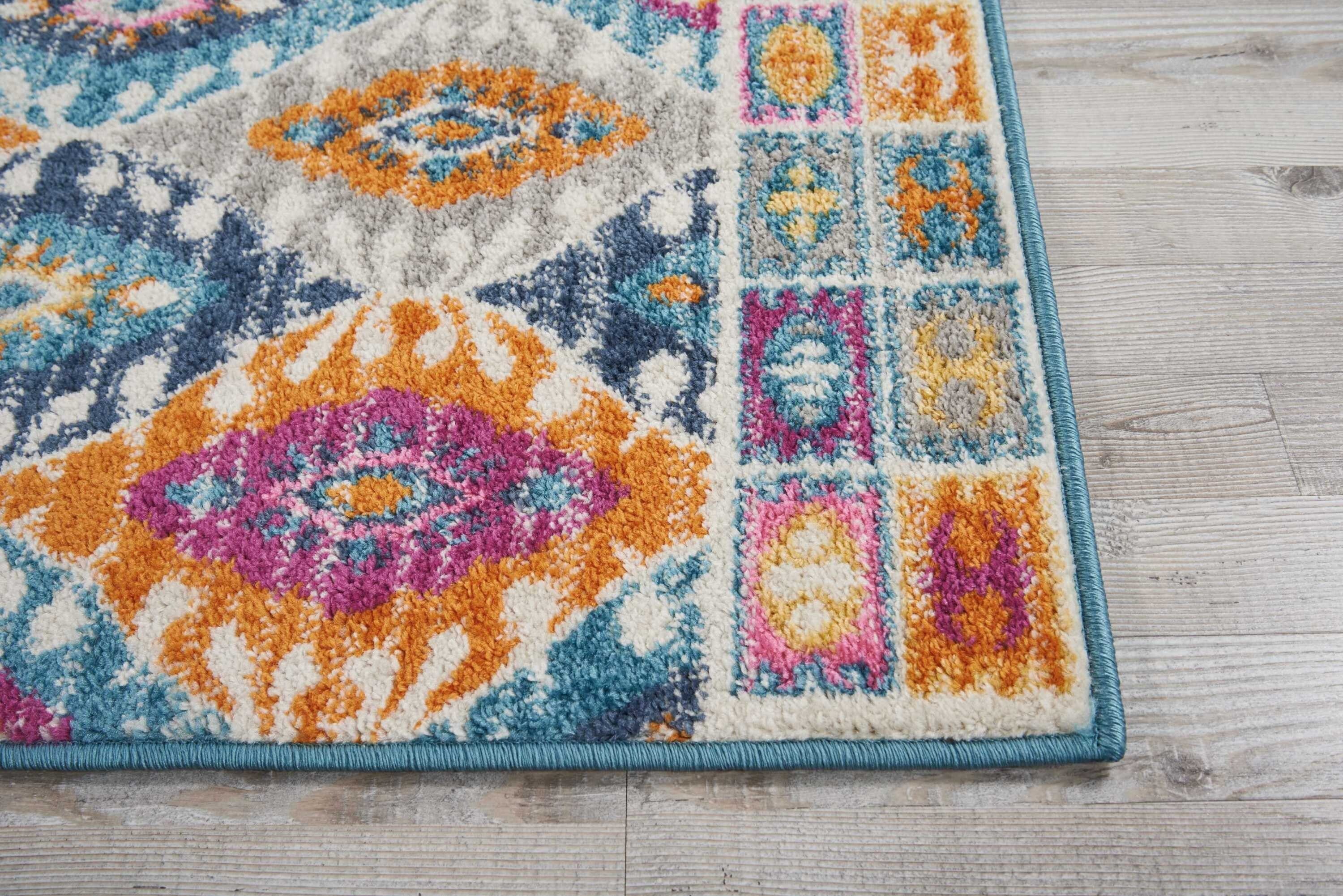 2' X 8' Multicolor Ogee Pattern Runner Rug