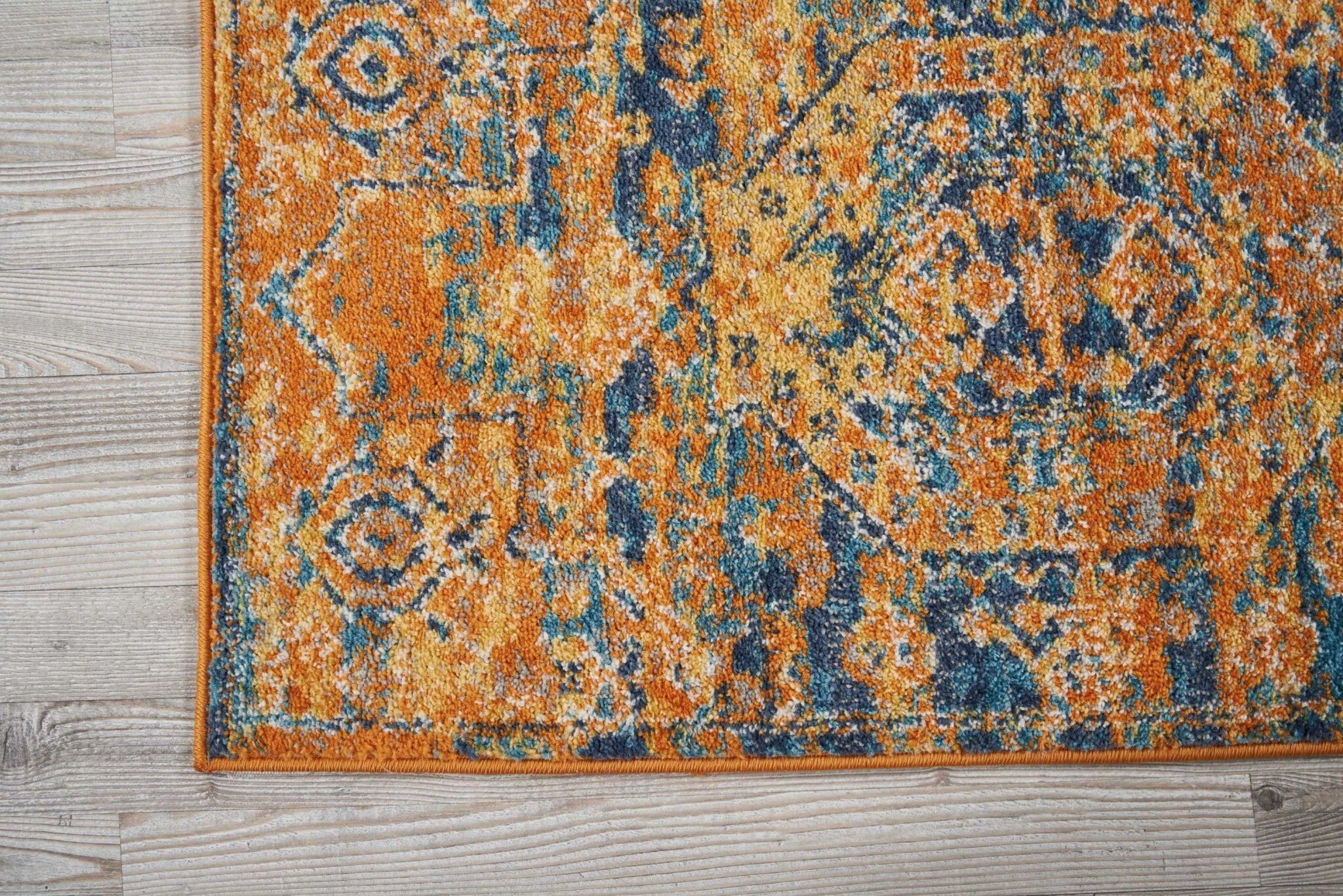 2' X 6' Gold And Blue Antique Runner Rug