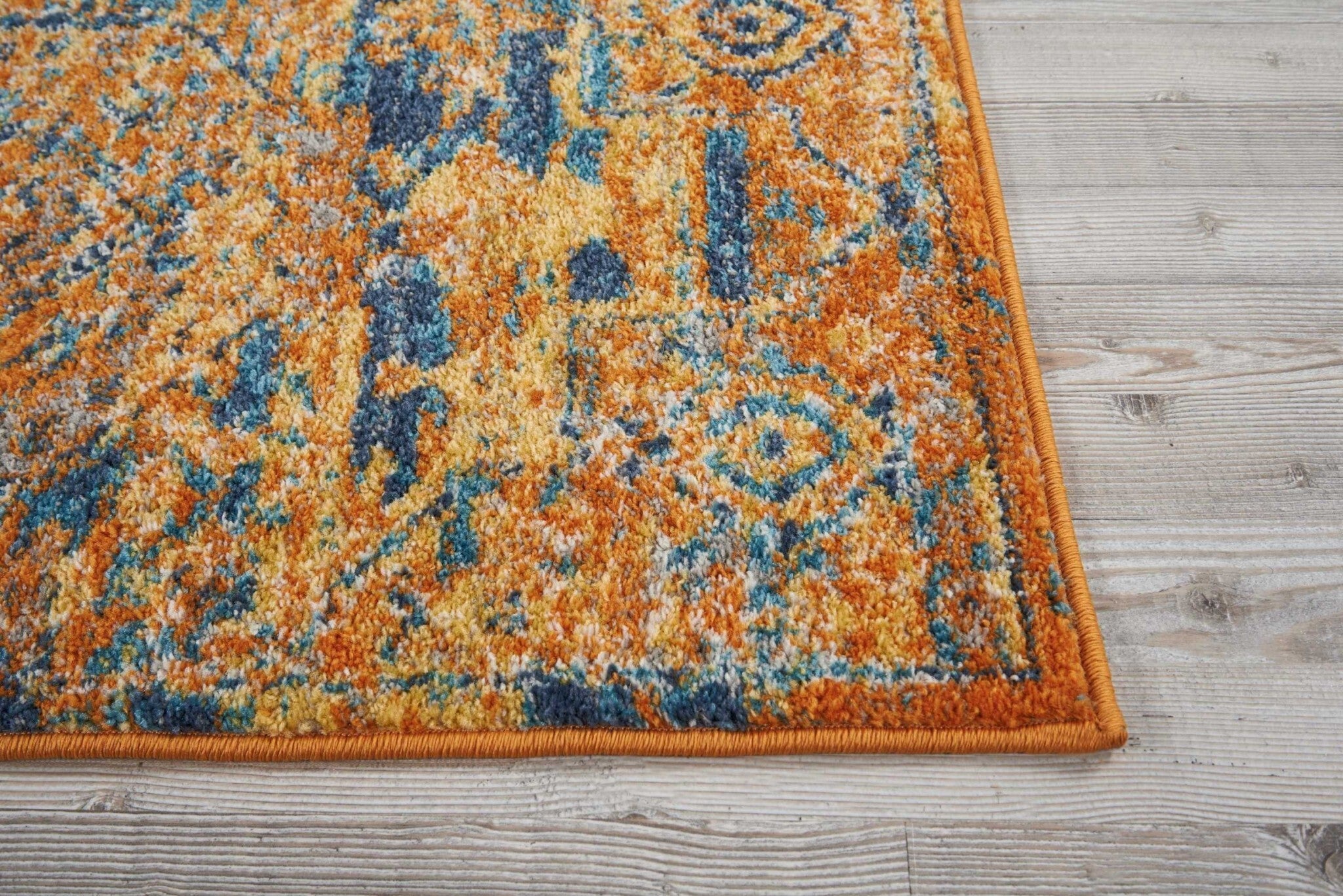 2' X 6' Gold And Blue Antique Runner Rug