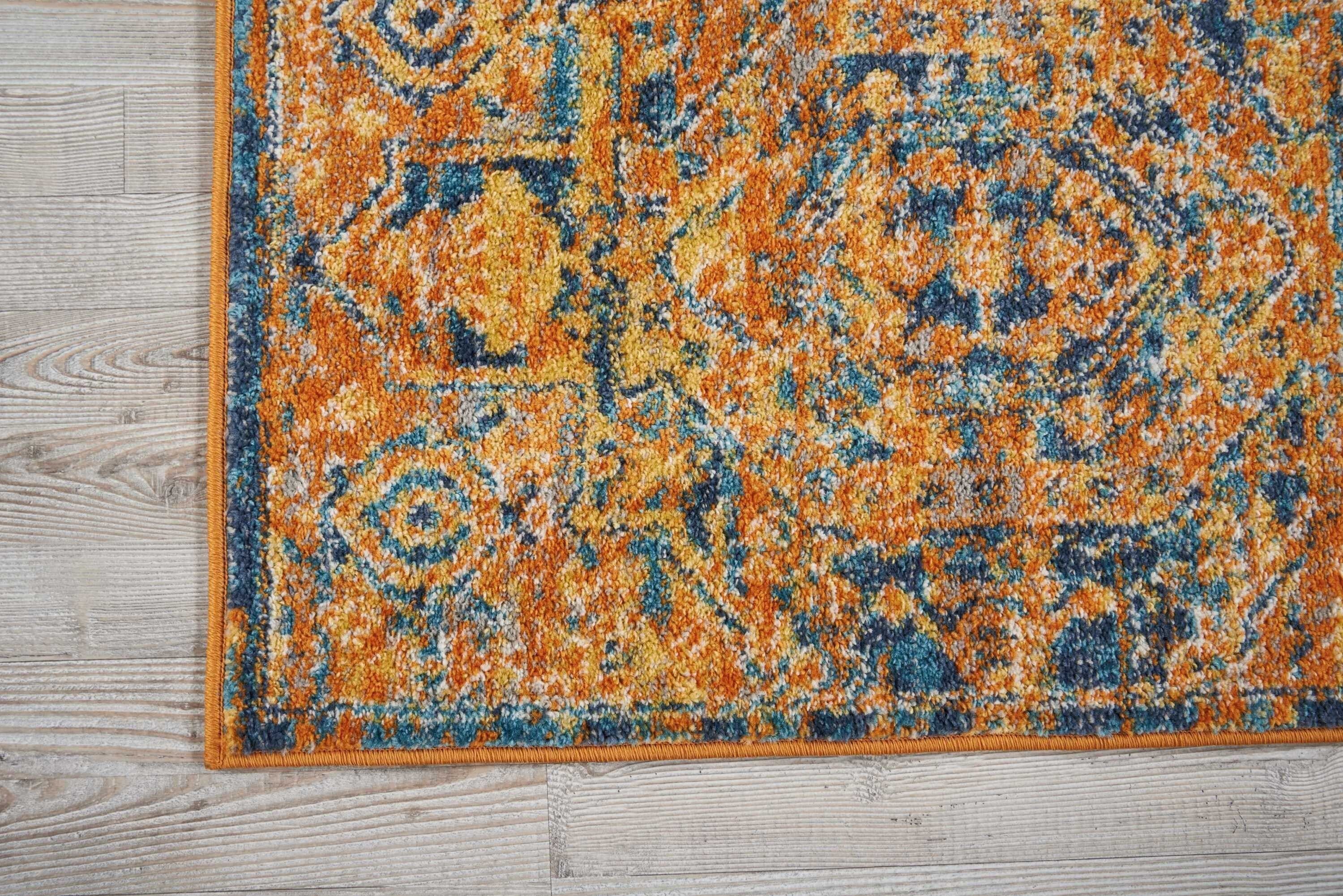 2' X 3' Gold And Blue Antique Scatter Rug