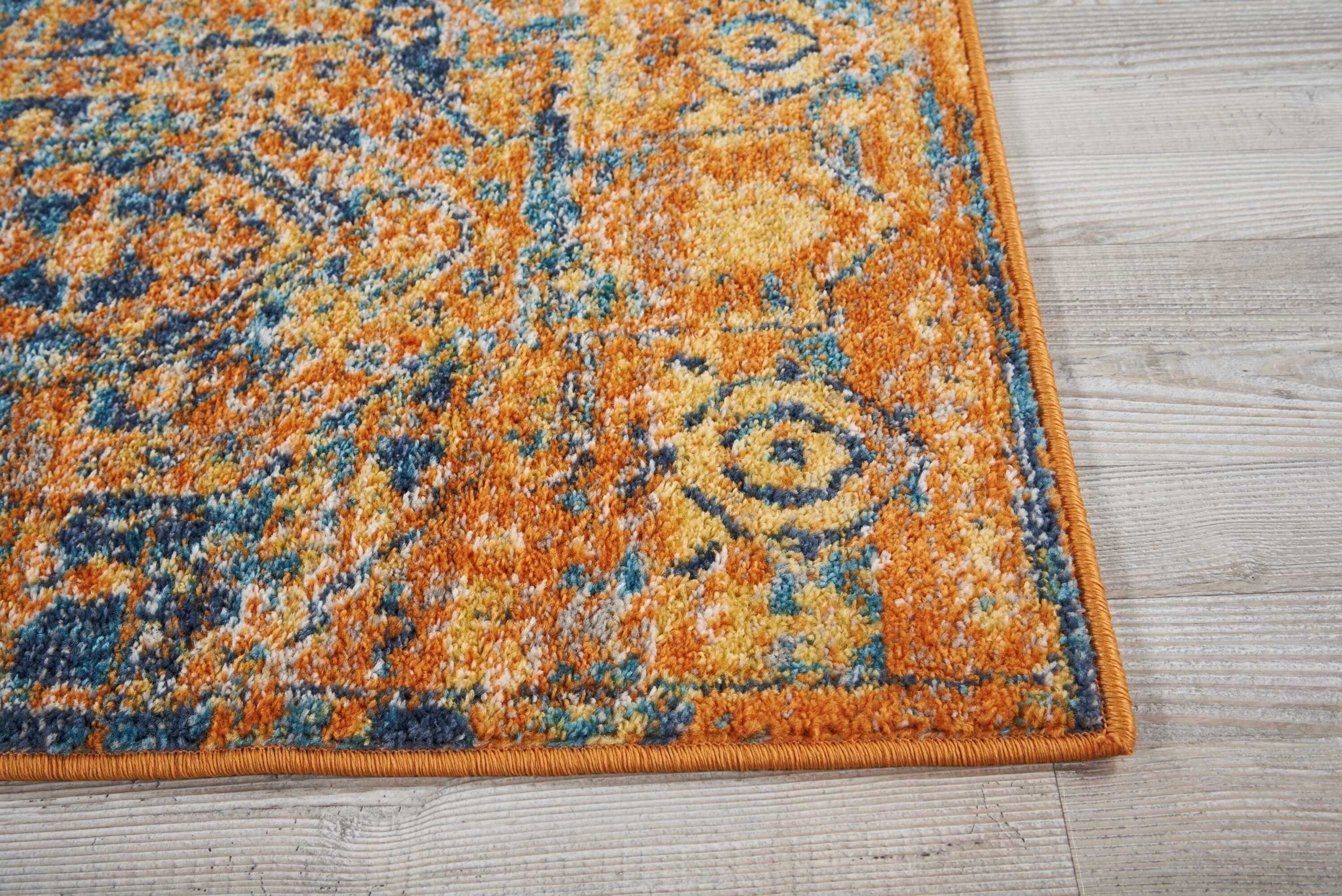 2' X 3' Gold And Blue Antique Scatter Rug