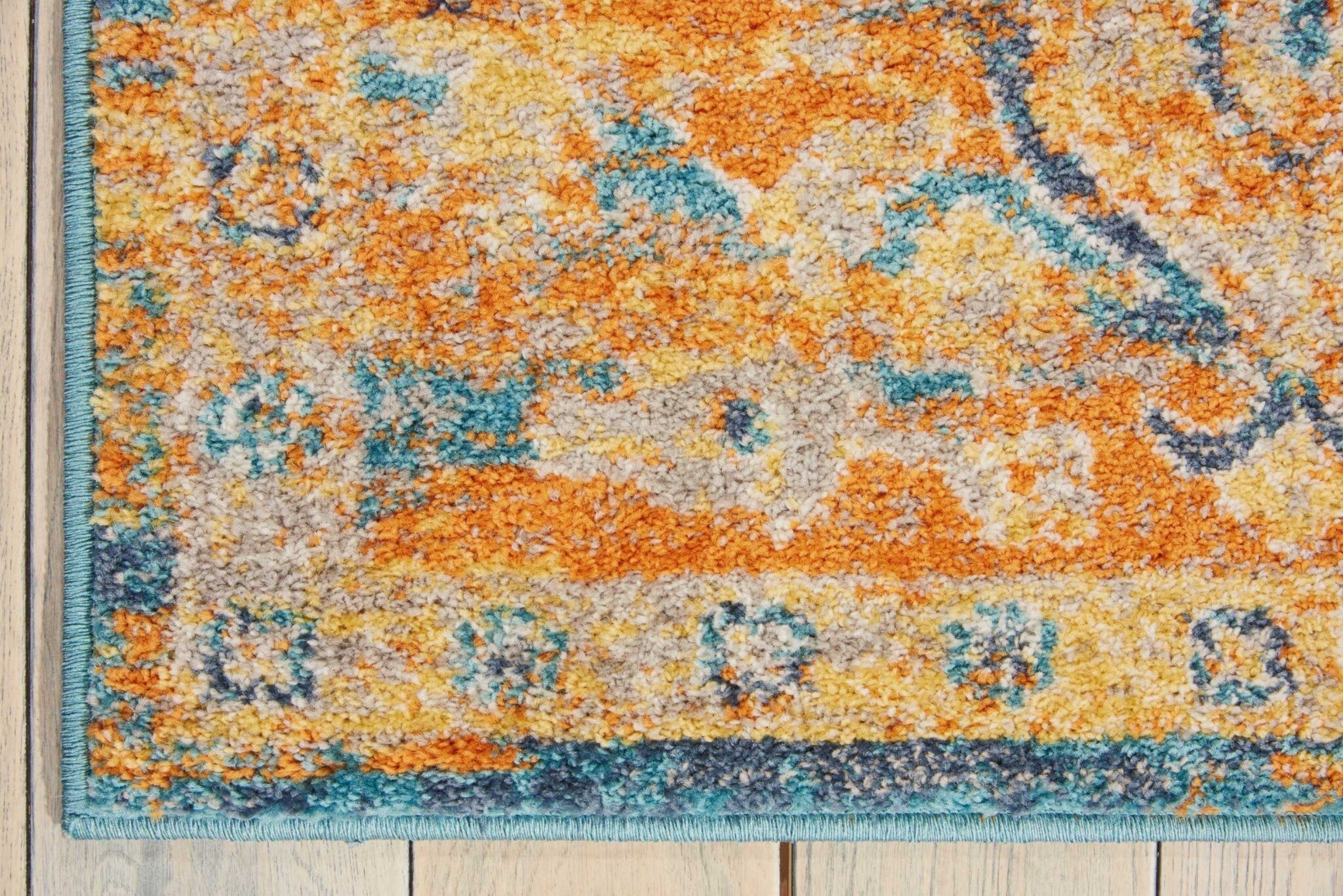 5' X 7' Gold And Blue Antique Area Rug