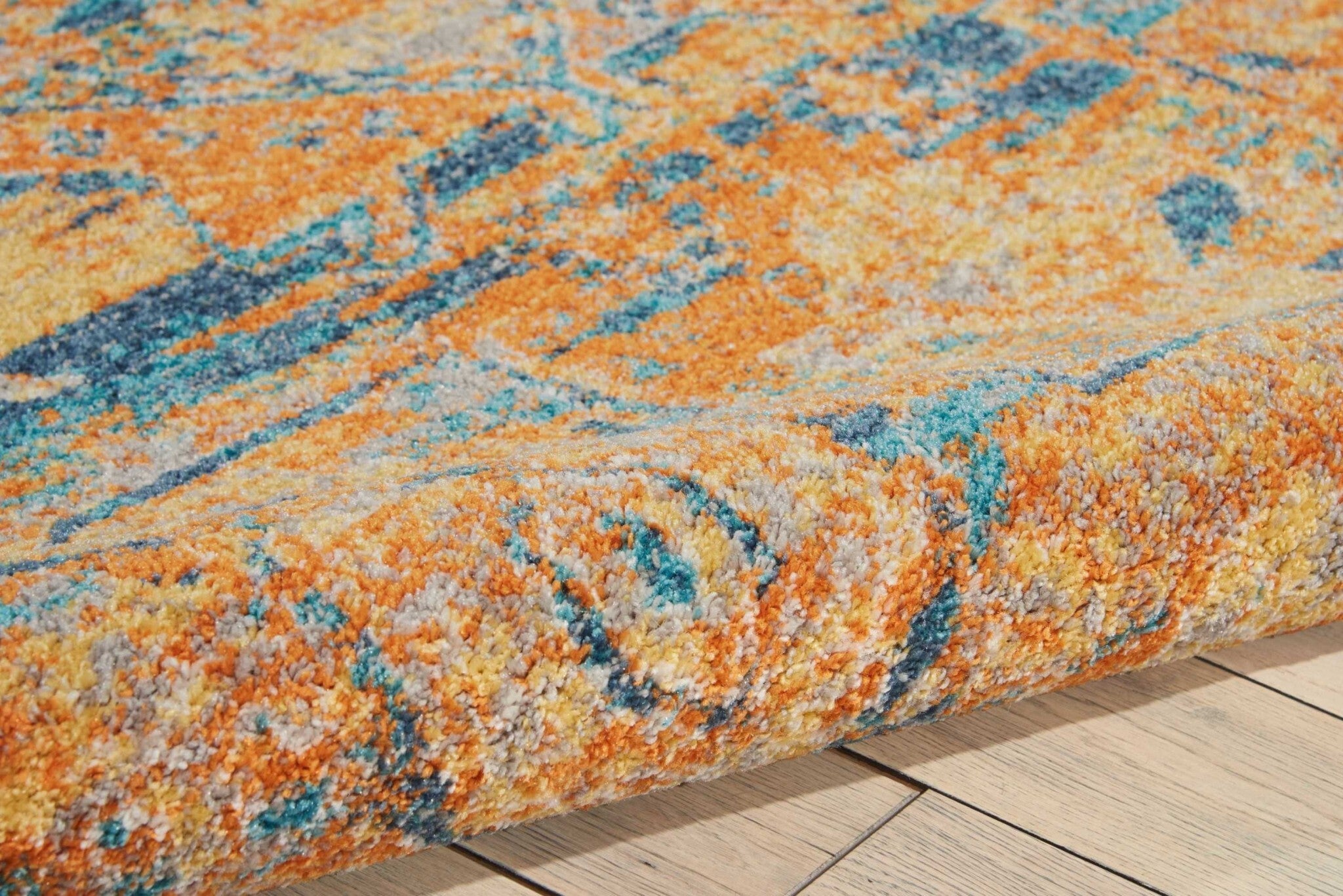 5' X 7' Gold And Blue Antique Area Rug