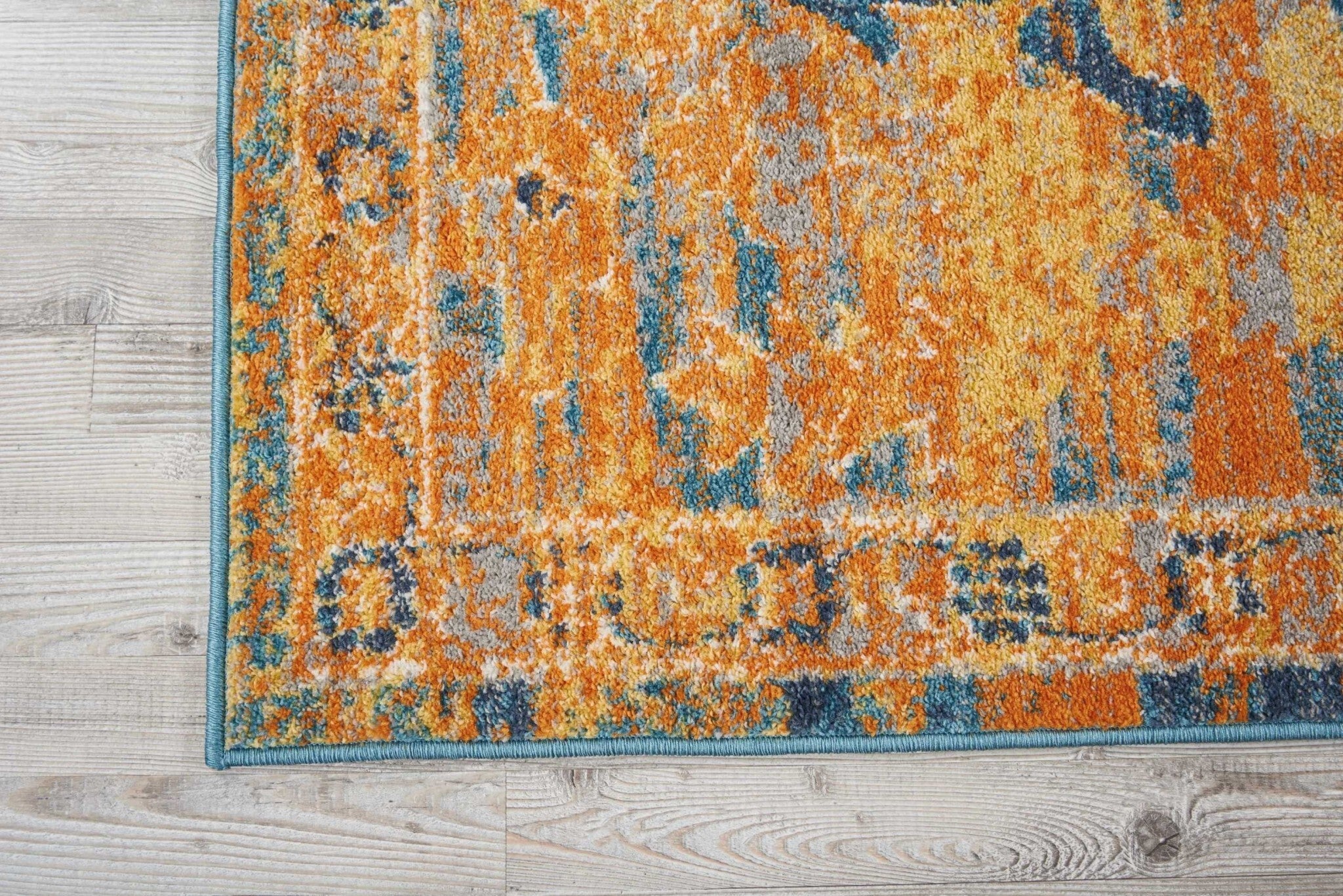 8' X 10' Gold And Blue Antique Area Rug