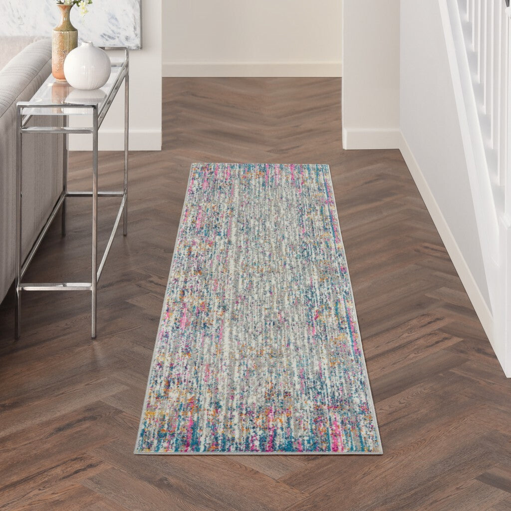 2' X 6' Ivory Abstract Striations Runner Rug