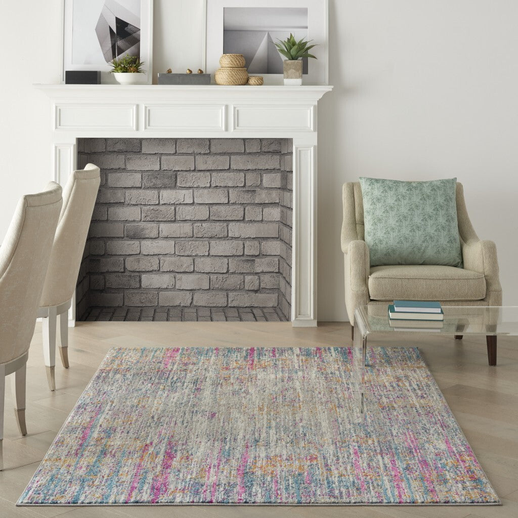 4' X 6' Ivory Abstract Striations Area Rug