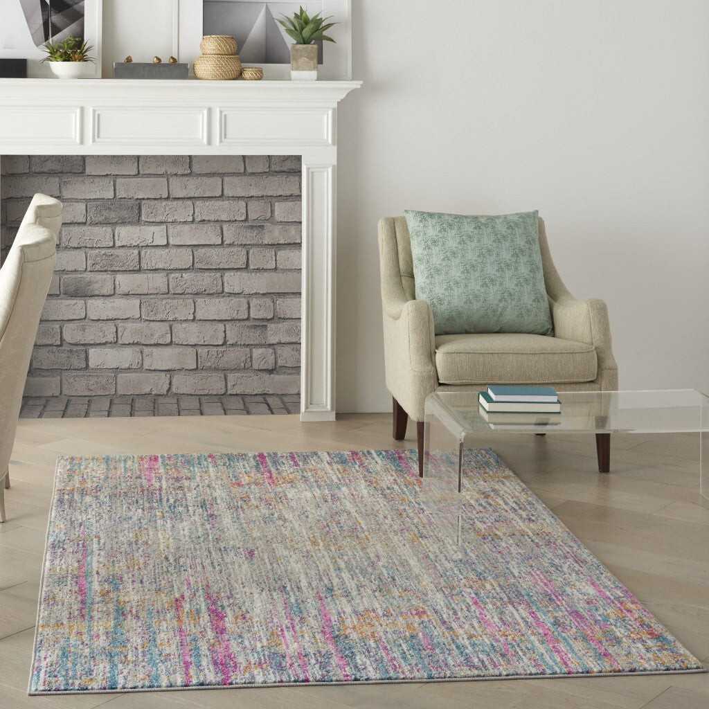 4' X 6' Ivory Abstract Striations Area Rug