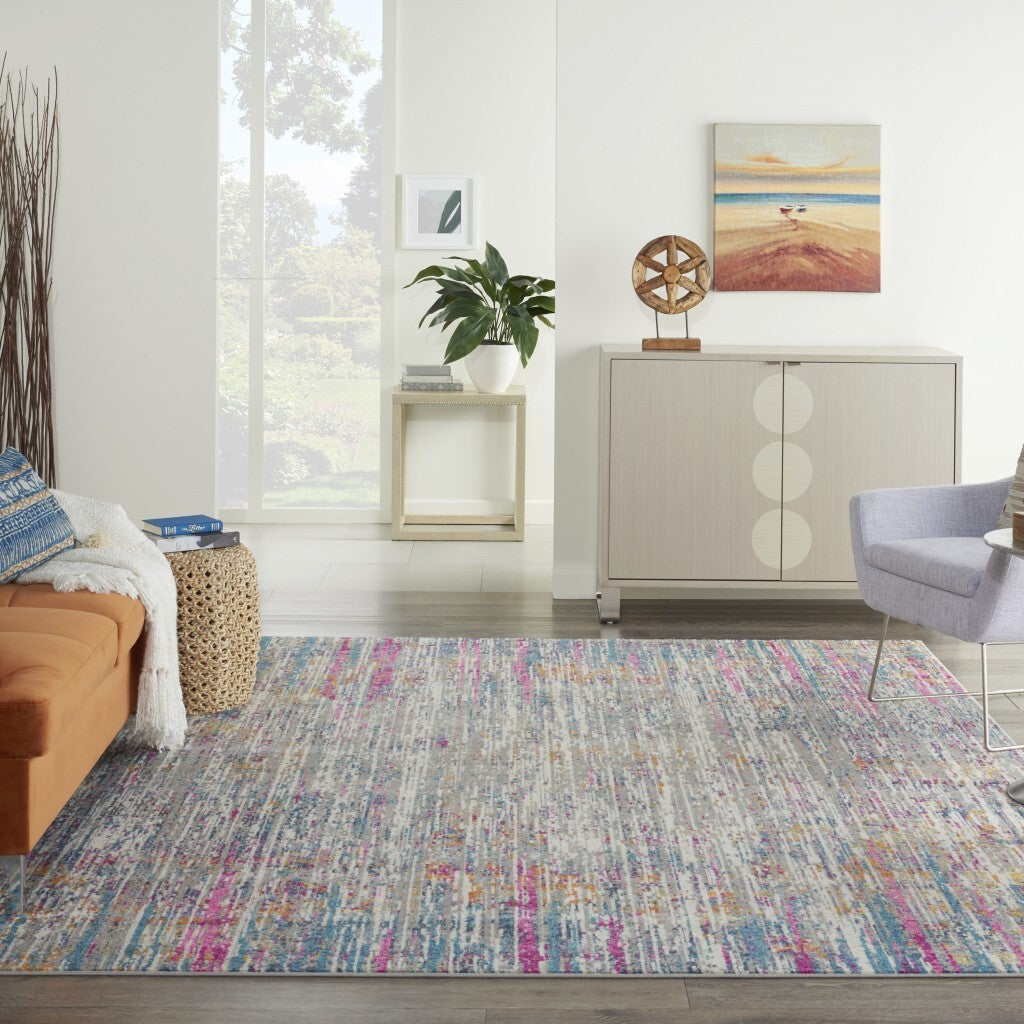 7' X 10' Ivory Abstract Striations Area Rug