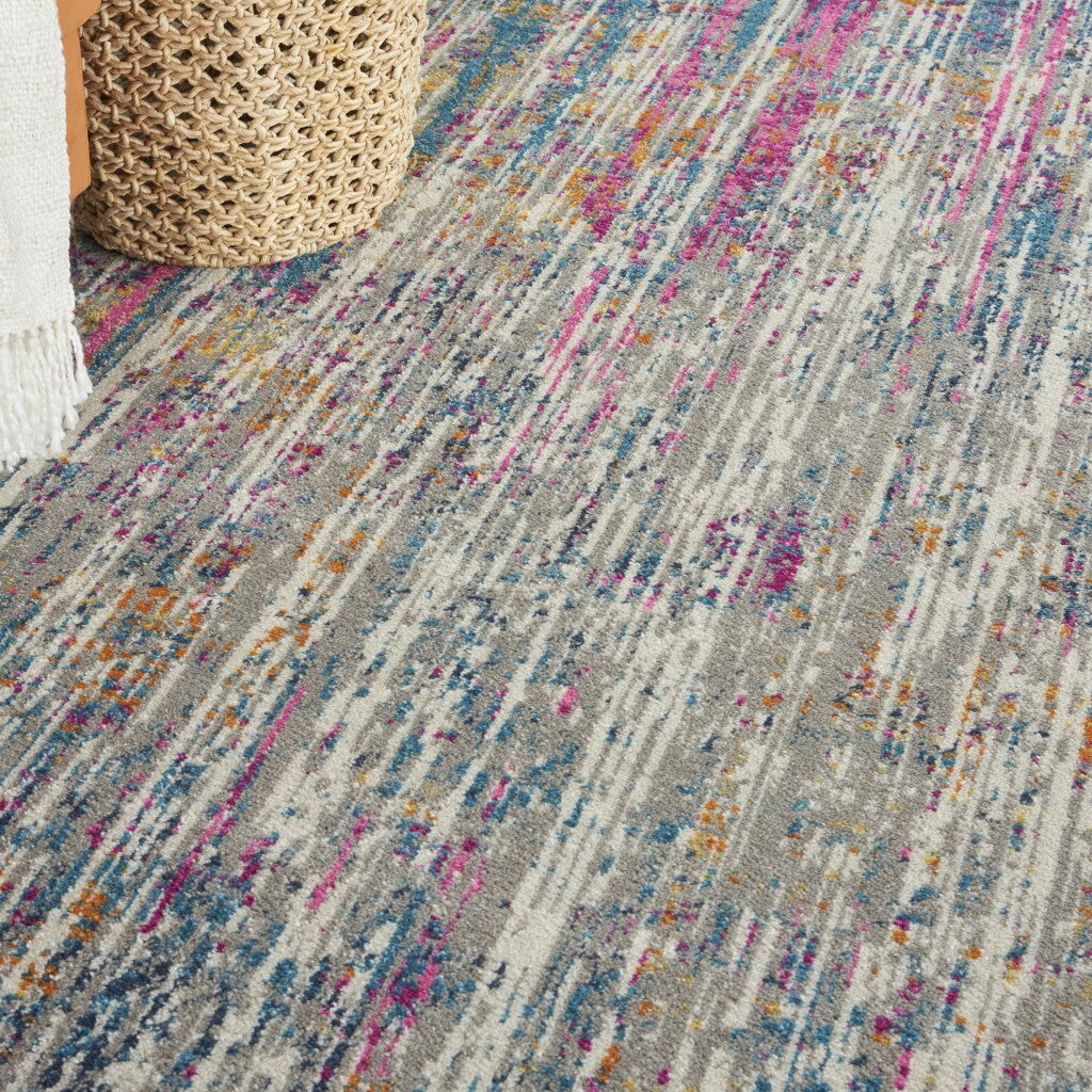 7' X 10' Ivory Abstract Striations Area Rug