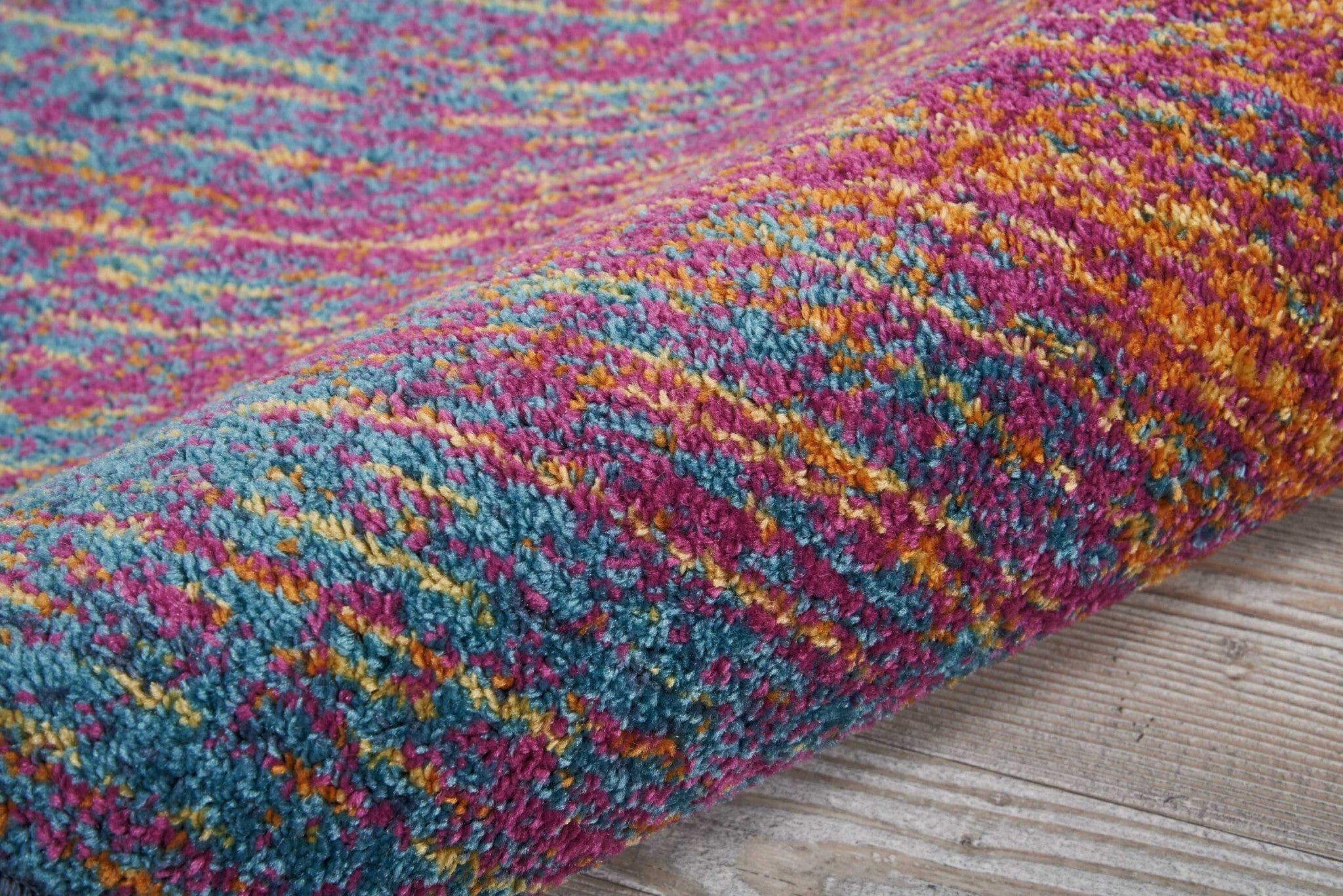 2' X 6' Rainbow Abstract Striations Runner Rug