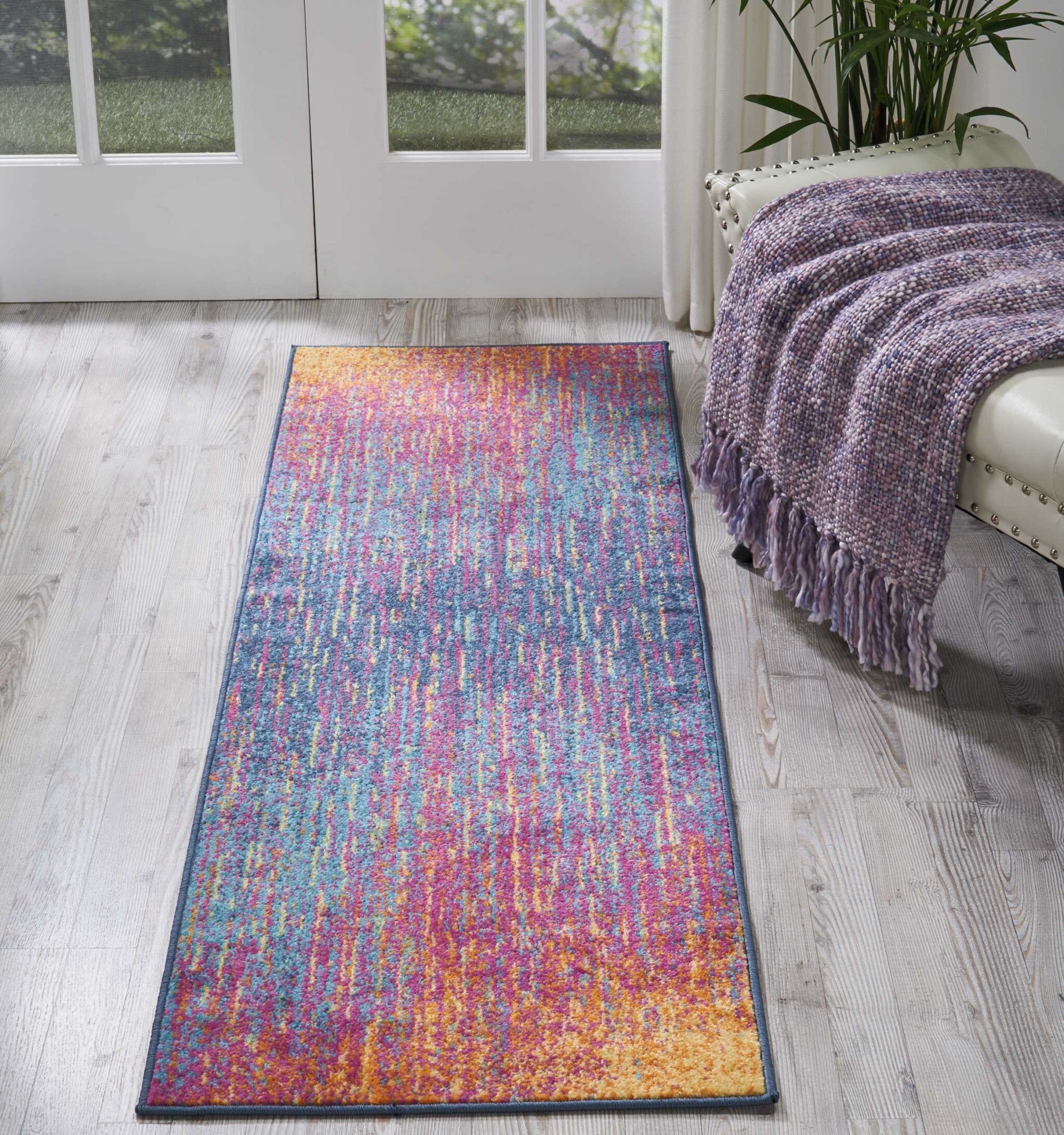 2' X 6' Rainbow Abstract Striations Runner Rug