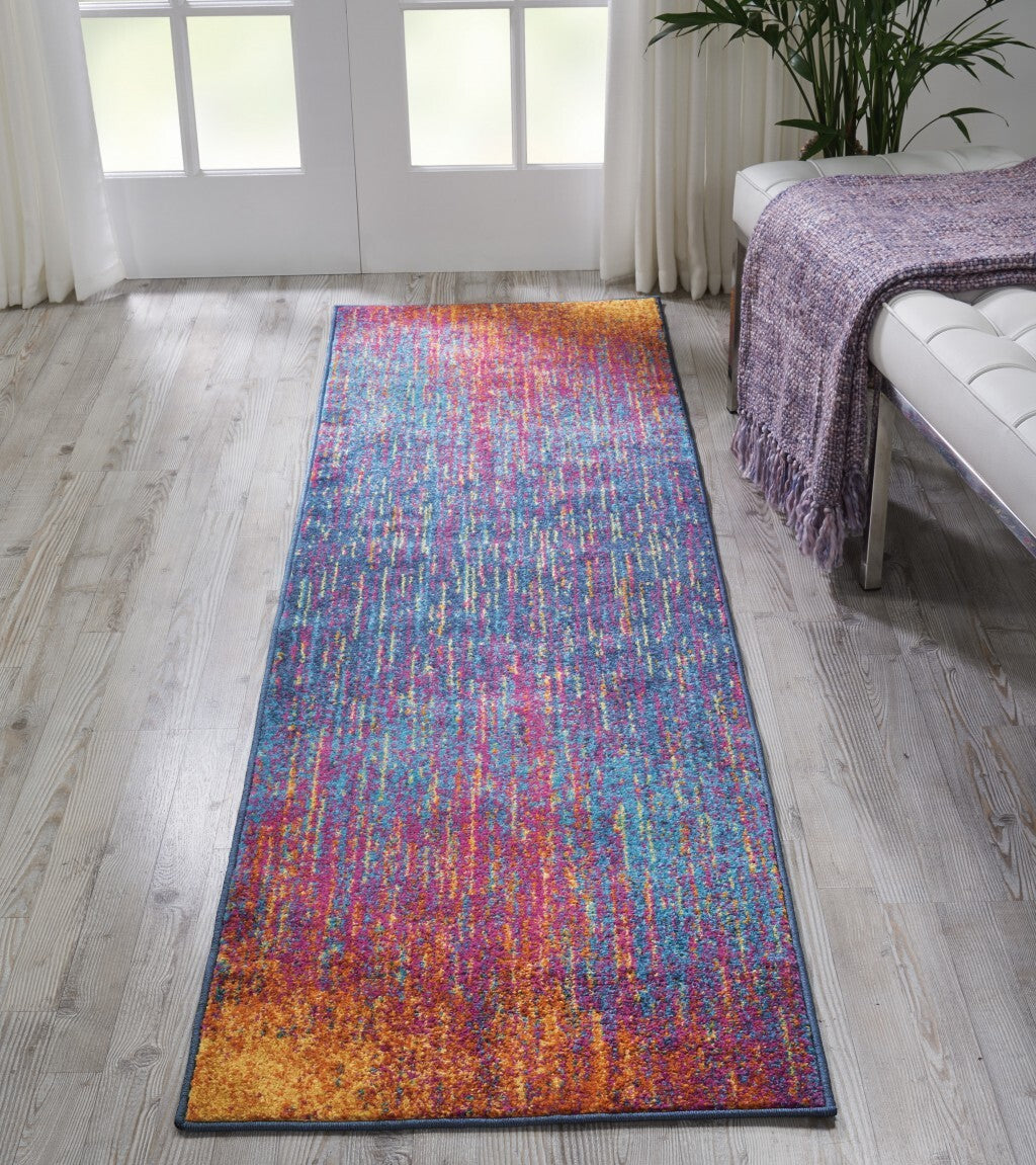 2' X 10' Rainbow Abstract Striations Runner Rug