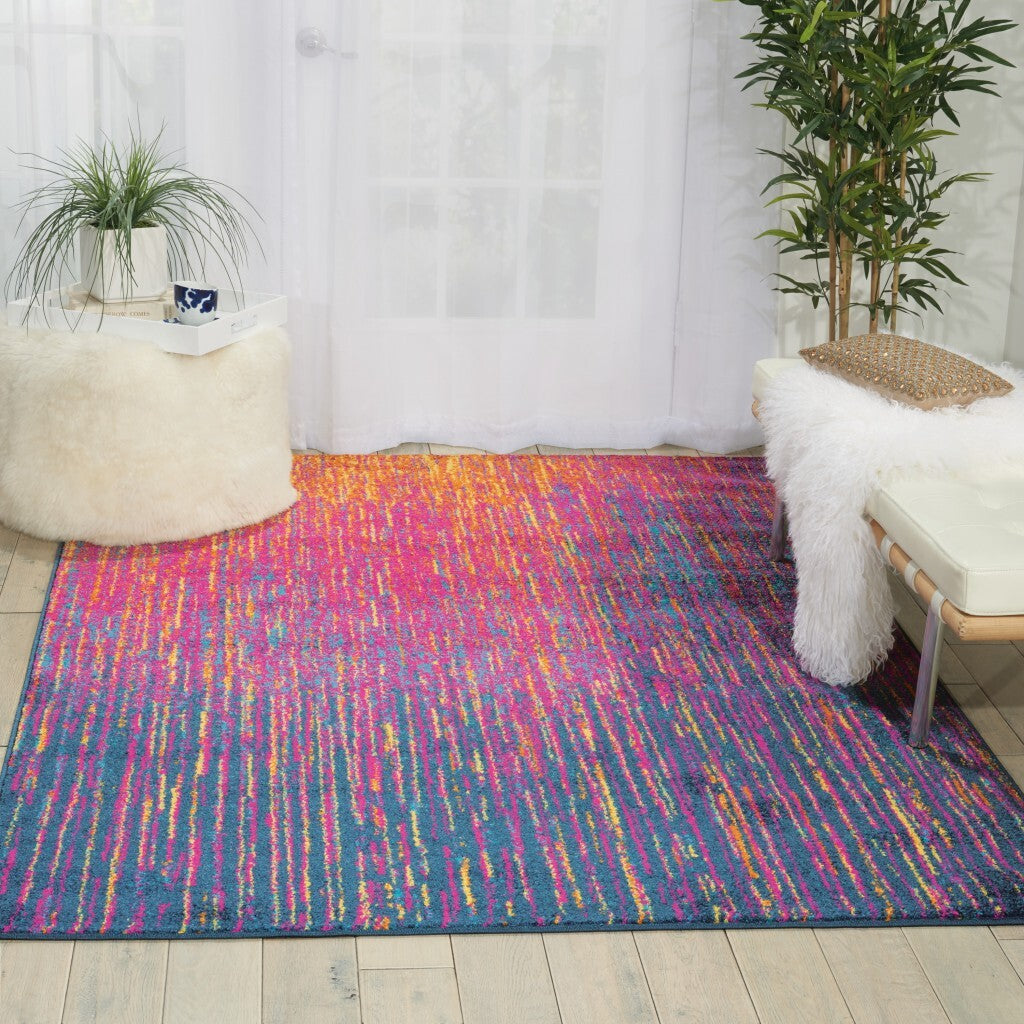4' X 6' Rainbow Abstract Striations Area Rug