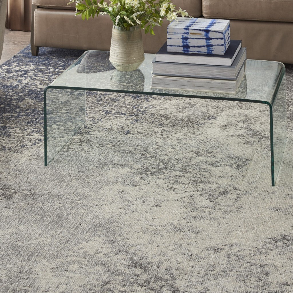 8' X 10' Charcoal And Ivory Abstract Area Rug