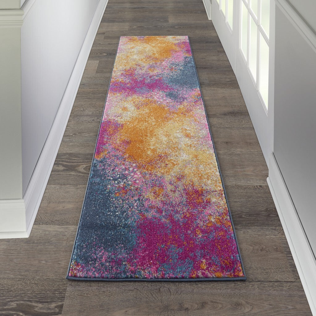 2' X 10' Abstract Brights Sunburst Runner Rug