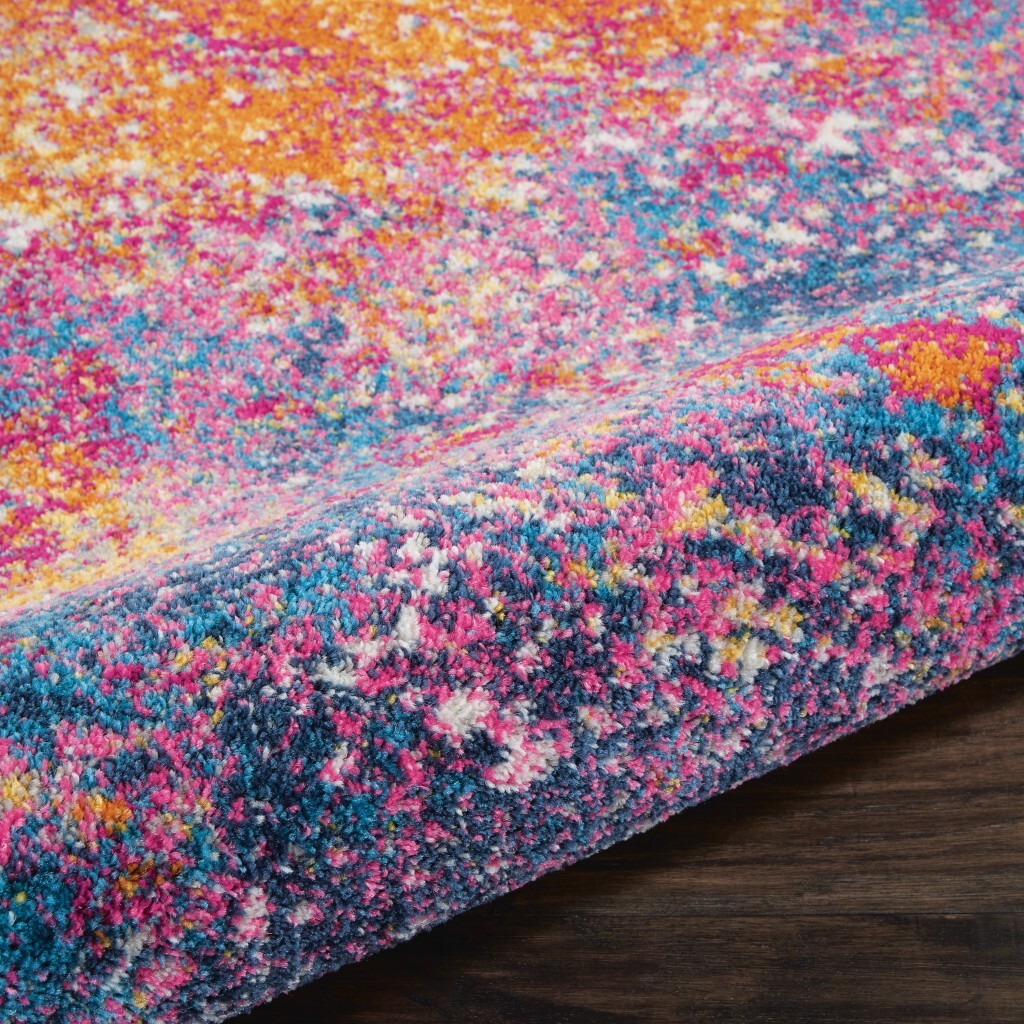4' Round Abstract Brights Sunburst Area Rug