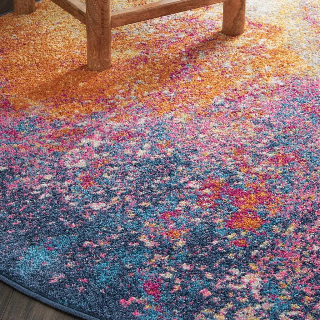 4' Round Abstract Brights Sunburst Area Rug