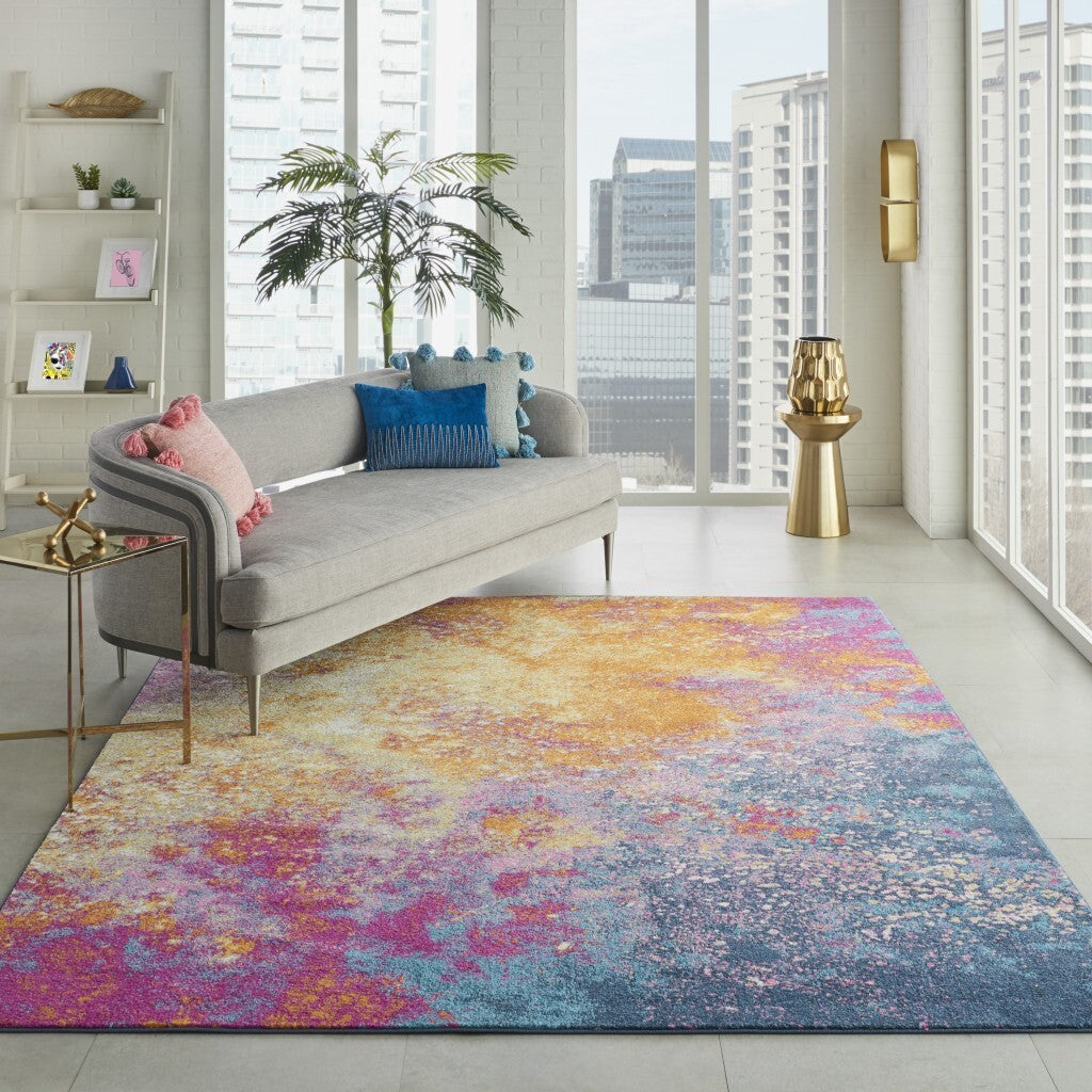 7' X 10' Abstract Brights Sunburst Area Rug