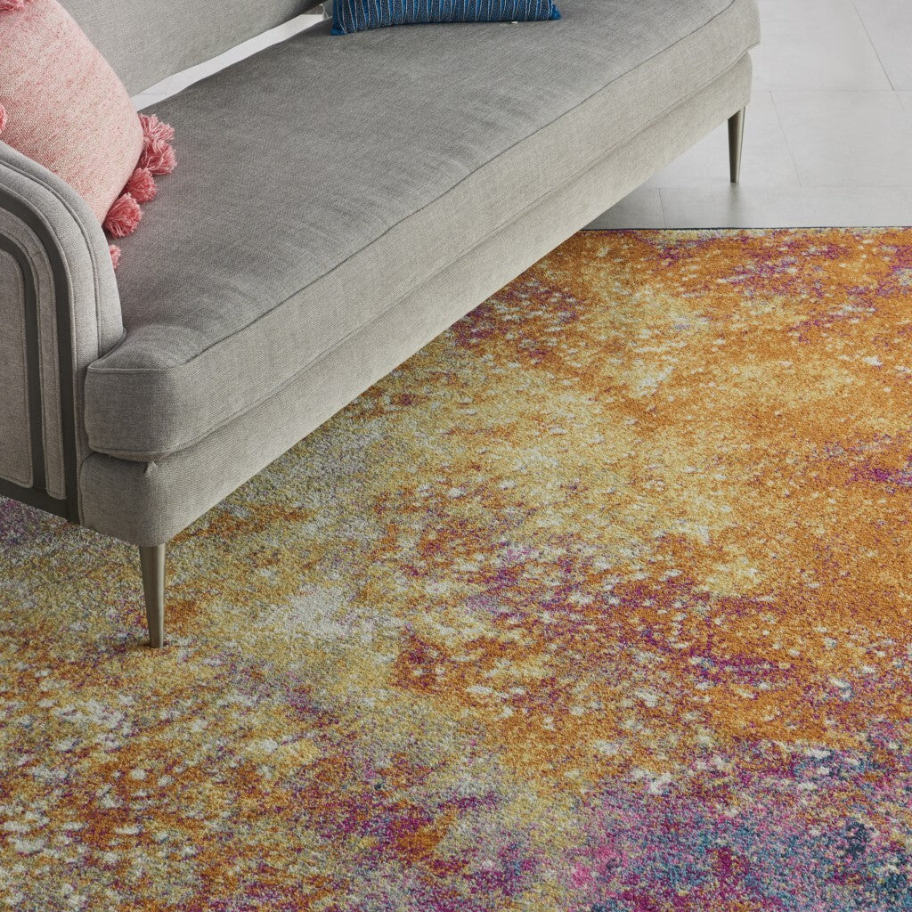 7' X 10' Abstract Brights Sunburst Area Rug