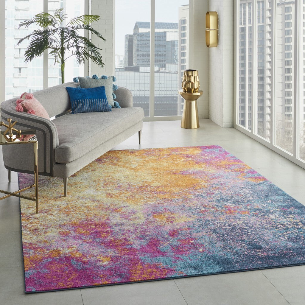 7' X 10' Abstract Brights Sunburst Area Rug