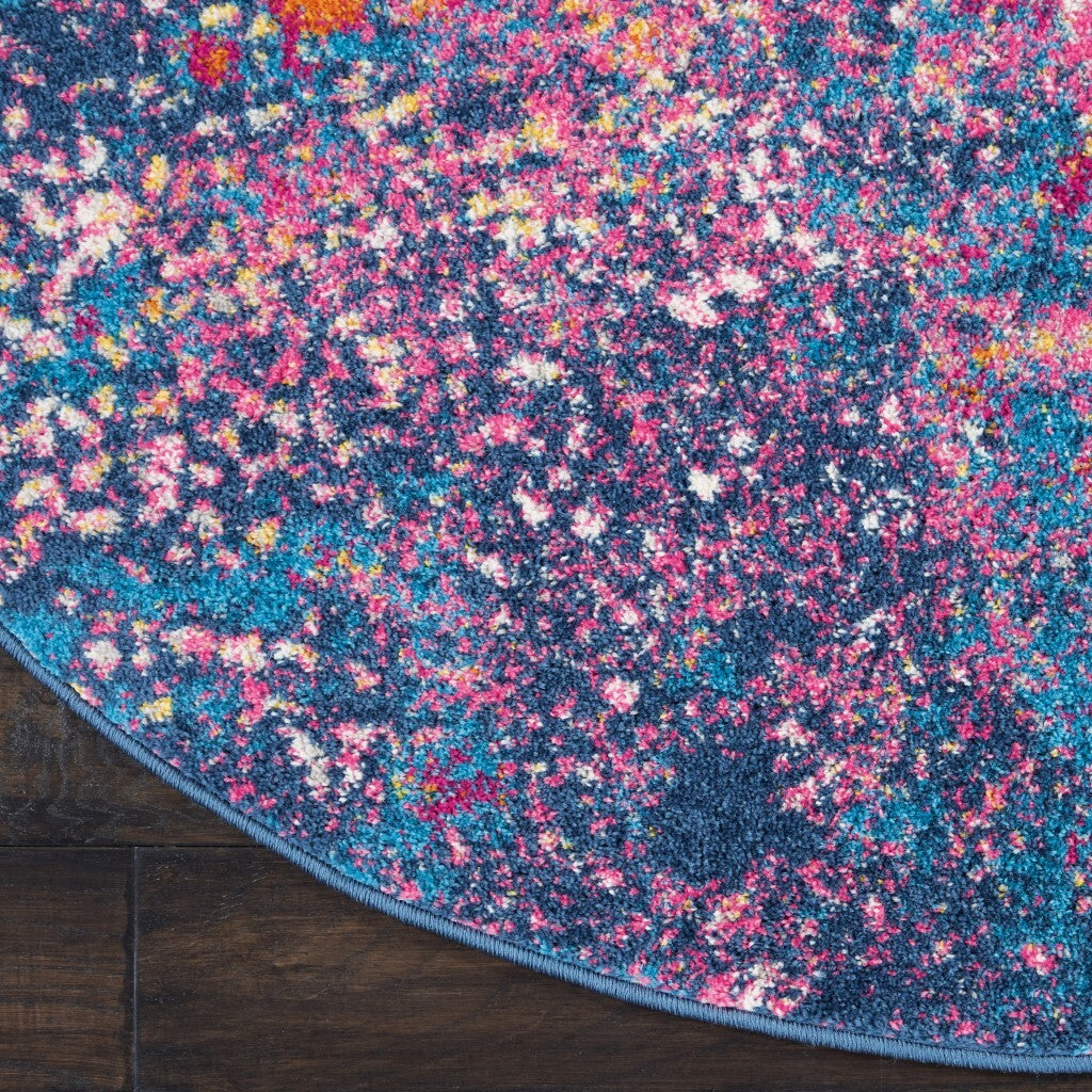 8' Round Abstract Brights Sunburst Area Rug