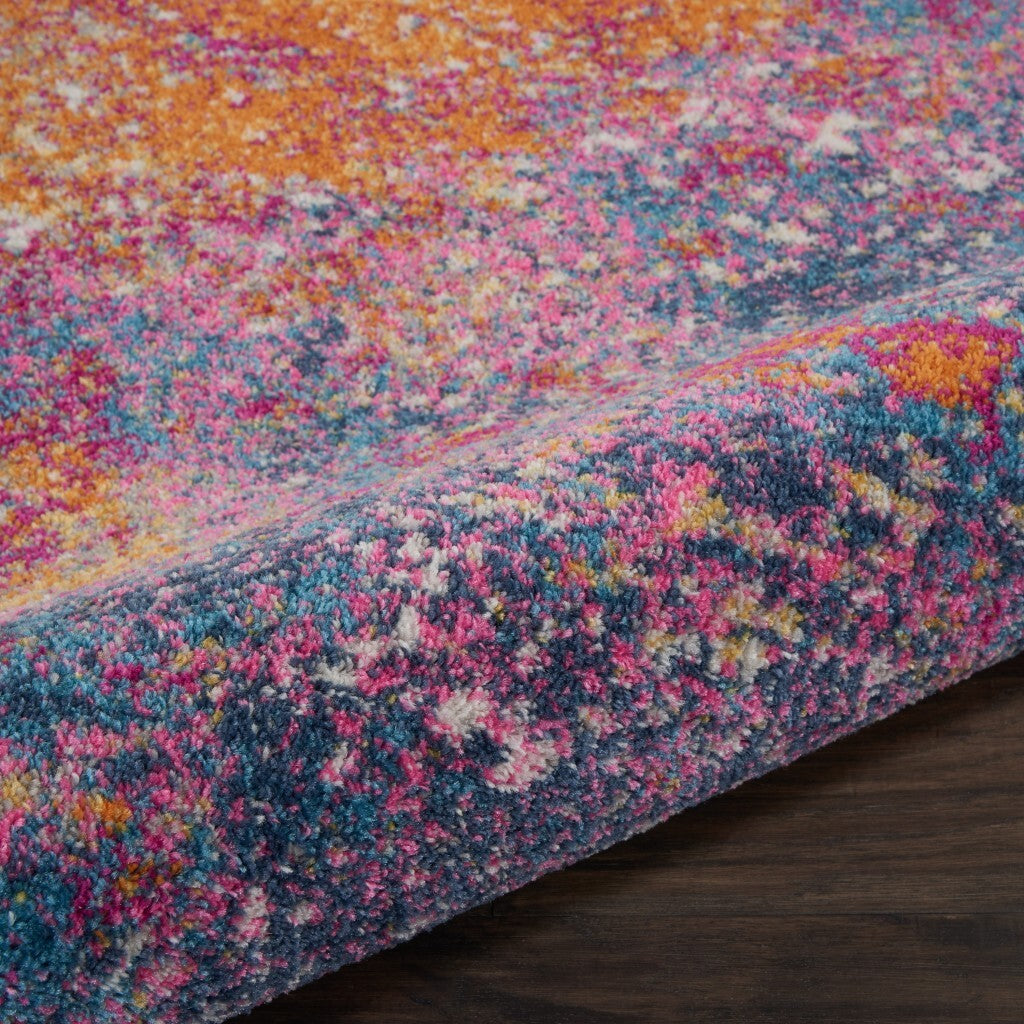 8' Round Abstract Brights Sunburst Area Rug