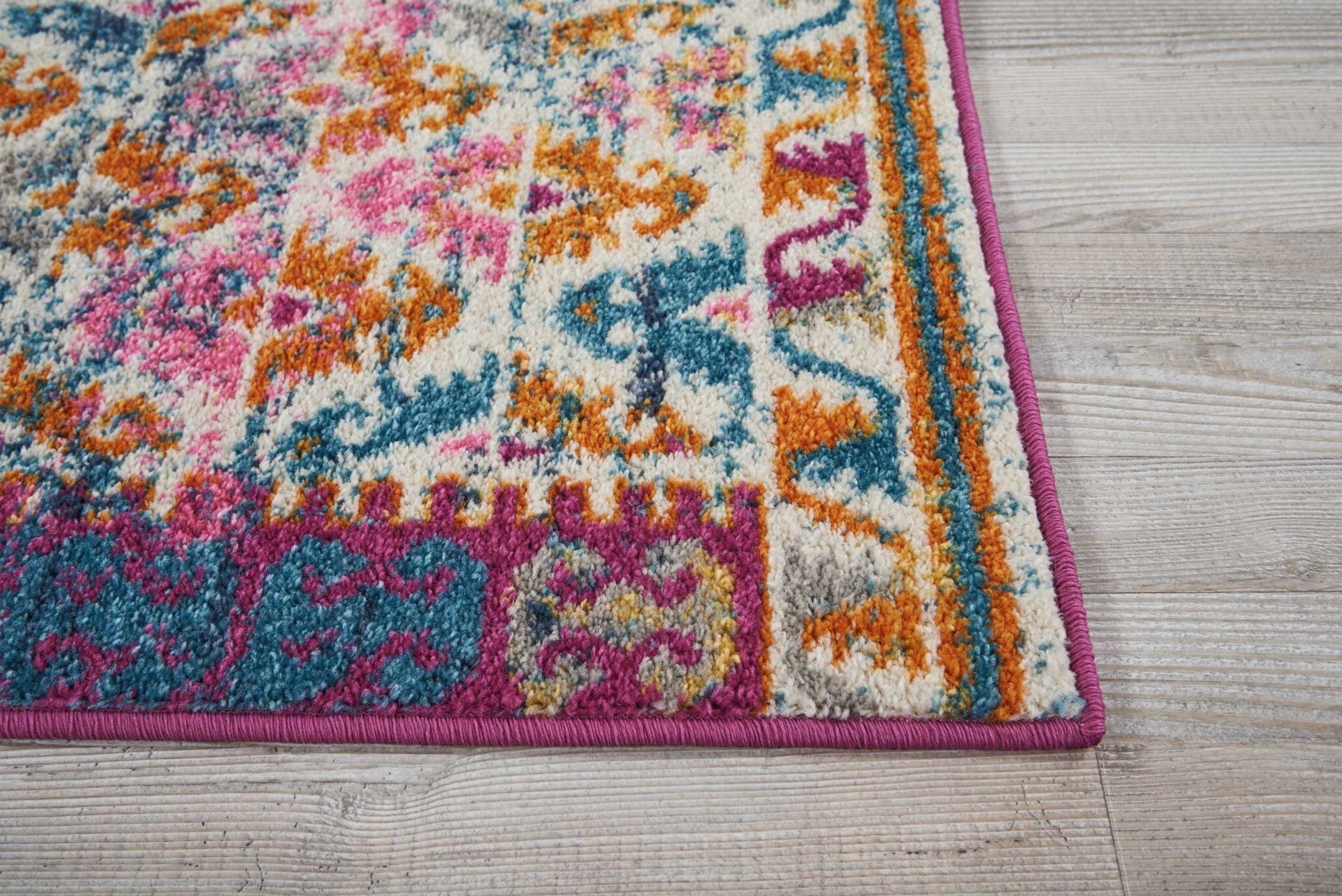 2' X 3' Ivory And Magenta Tribal Pattern Scatter Rug