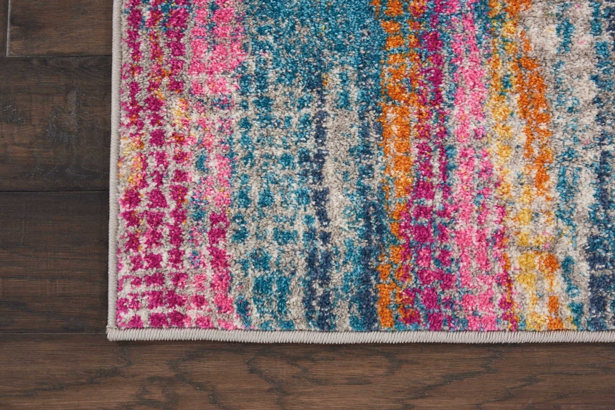 2' X 6' Gray Colorful Abstract Stripes Runner Rug