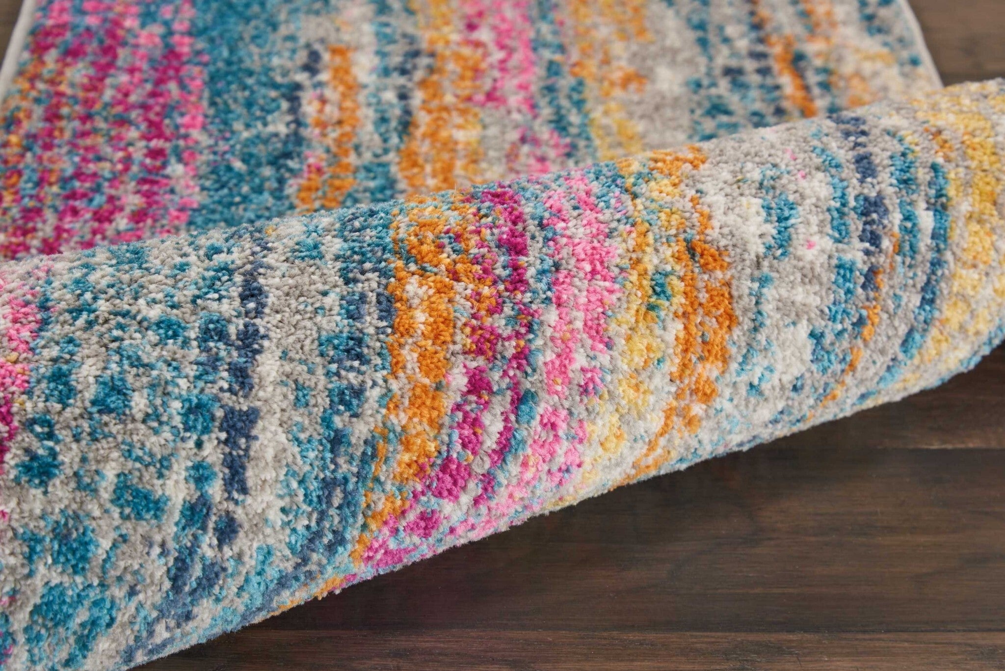 2' X 6' Gray Colorful Abstract Stripes Runner Rug