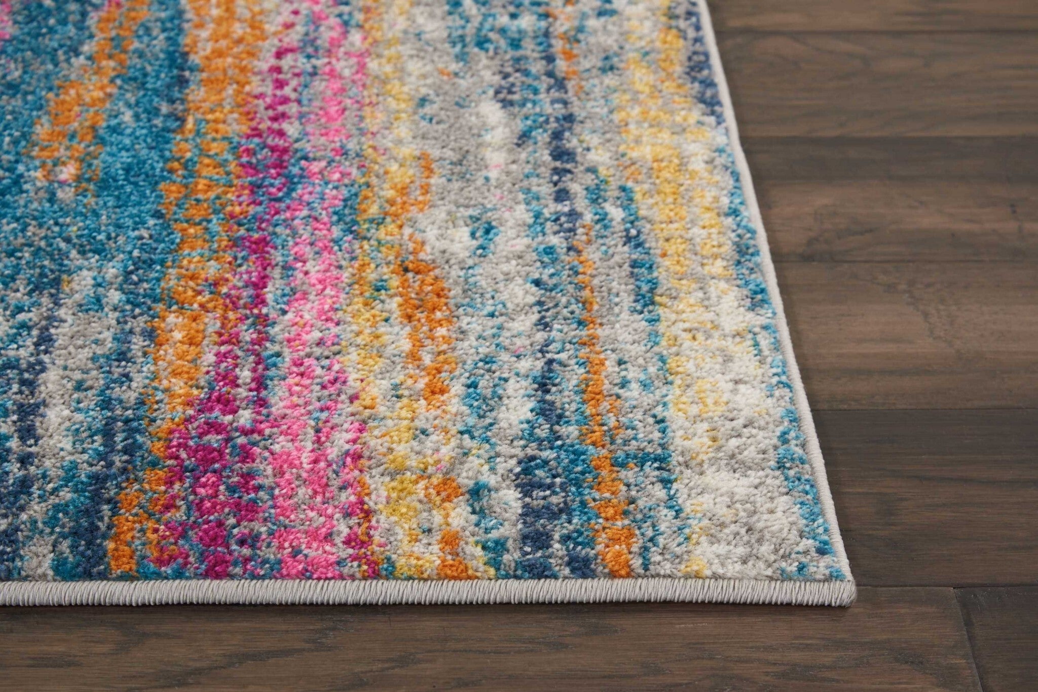 2' X 6' Gray Colorful Abstract Stripes Runner Rug