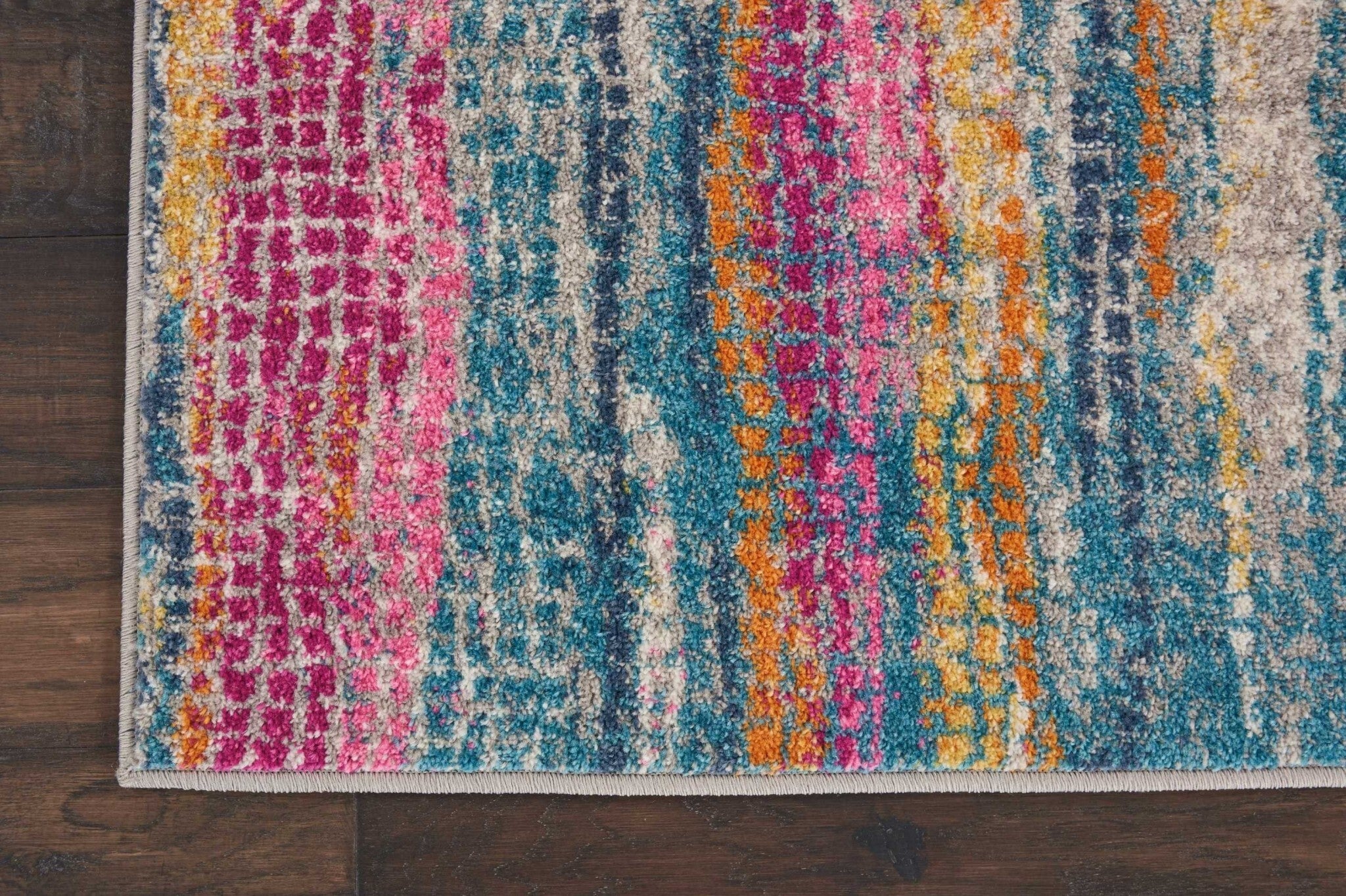 2' X 8' Gray Colorful Abstract Stripes Runner Rug