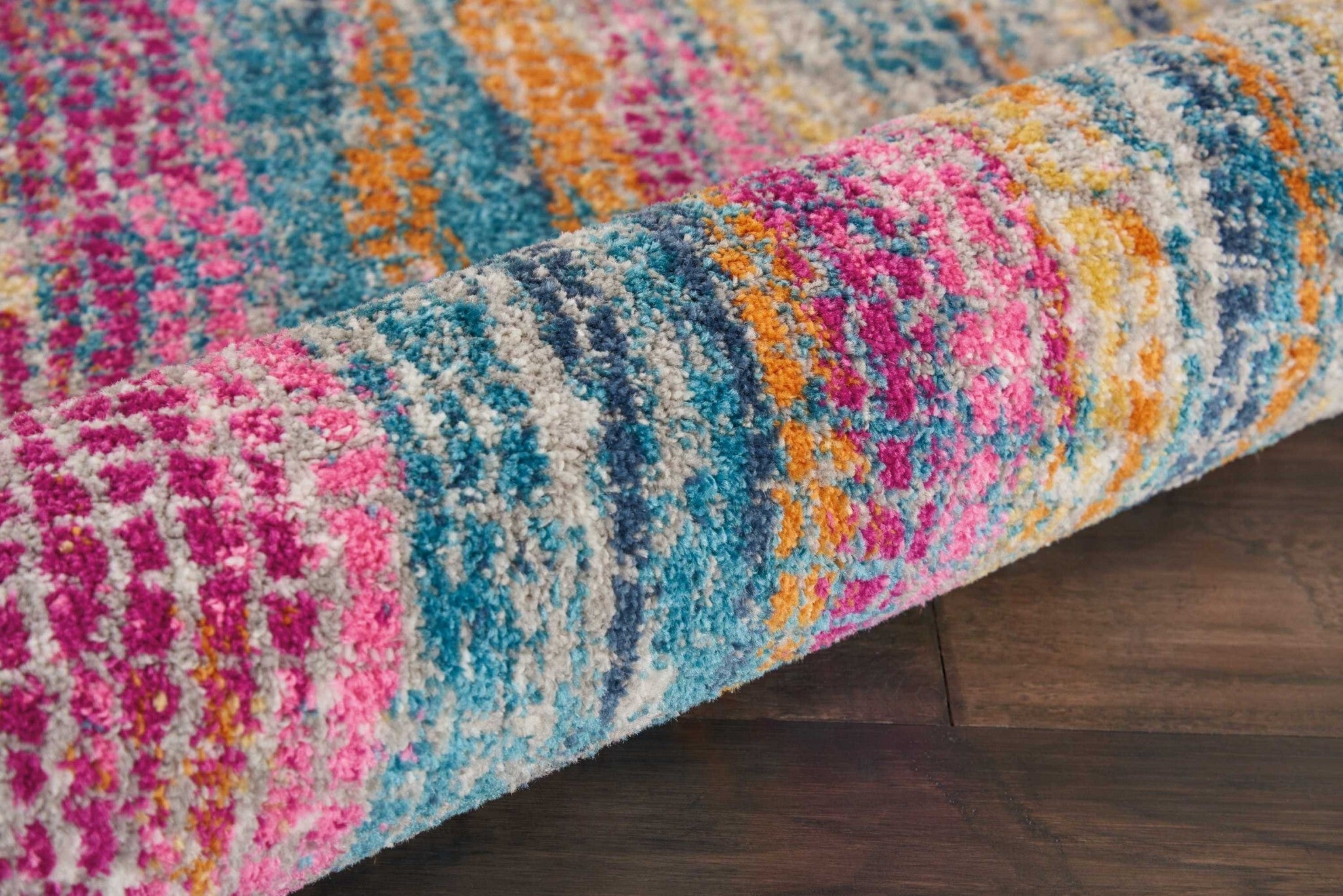 2' X 8' Gray Colorful Abstract Stripes Runner Rug