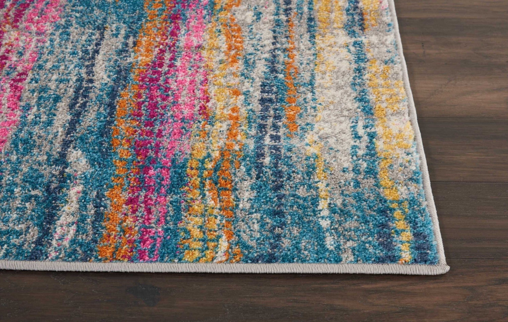 2' X 8' Gray Colorful Abstract Stripes Runner Rug